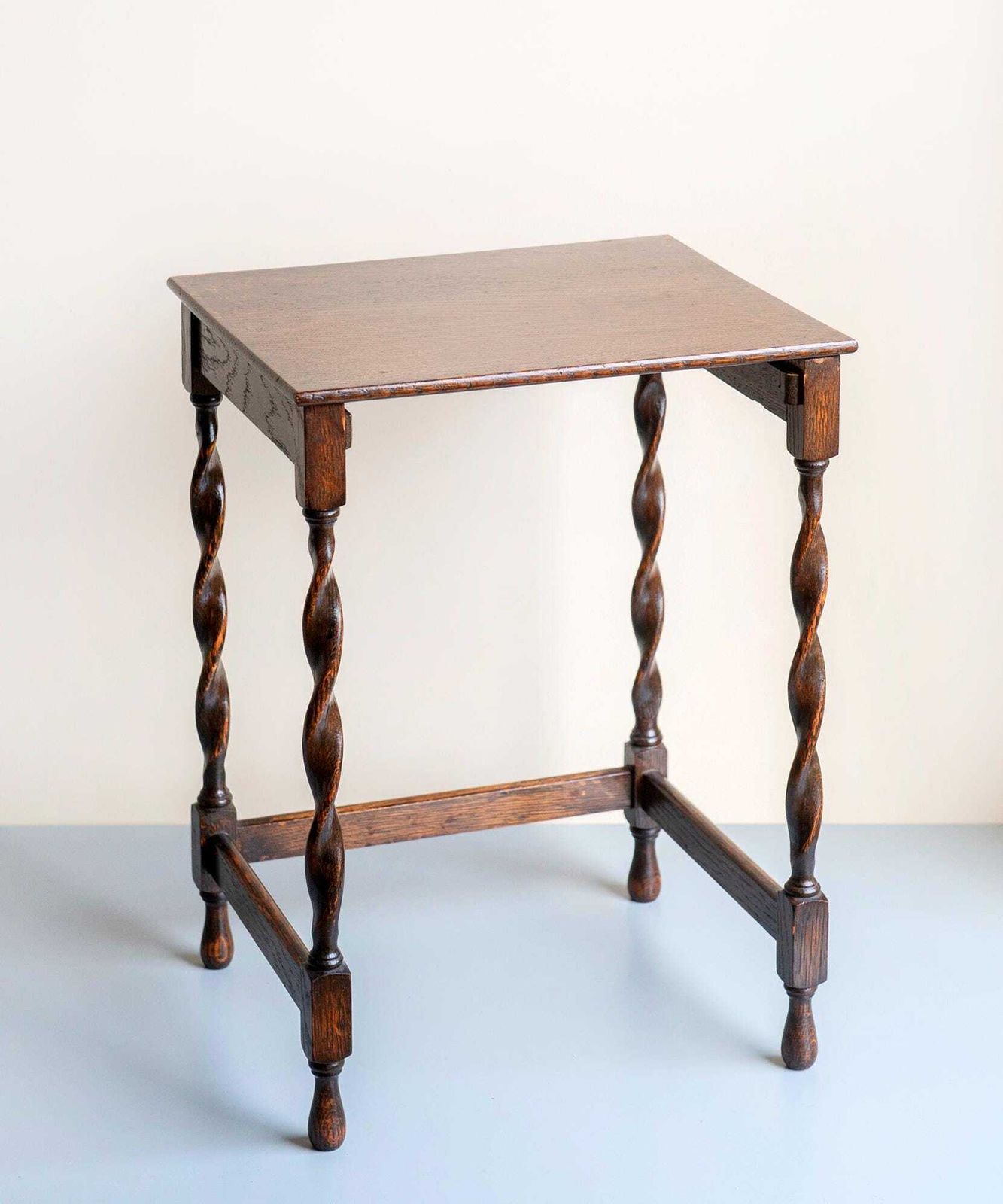 photo buy Antique Oak Barley Twist Nesting Tables   Rustic Side Tables   Vintage Occasional Tables With Turned Legs   Set Of 2