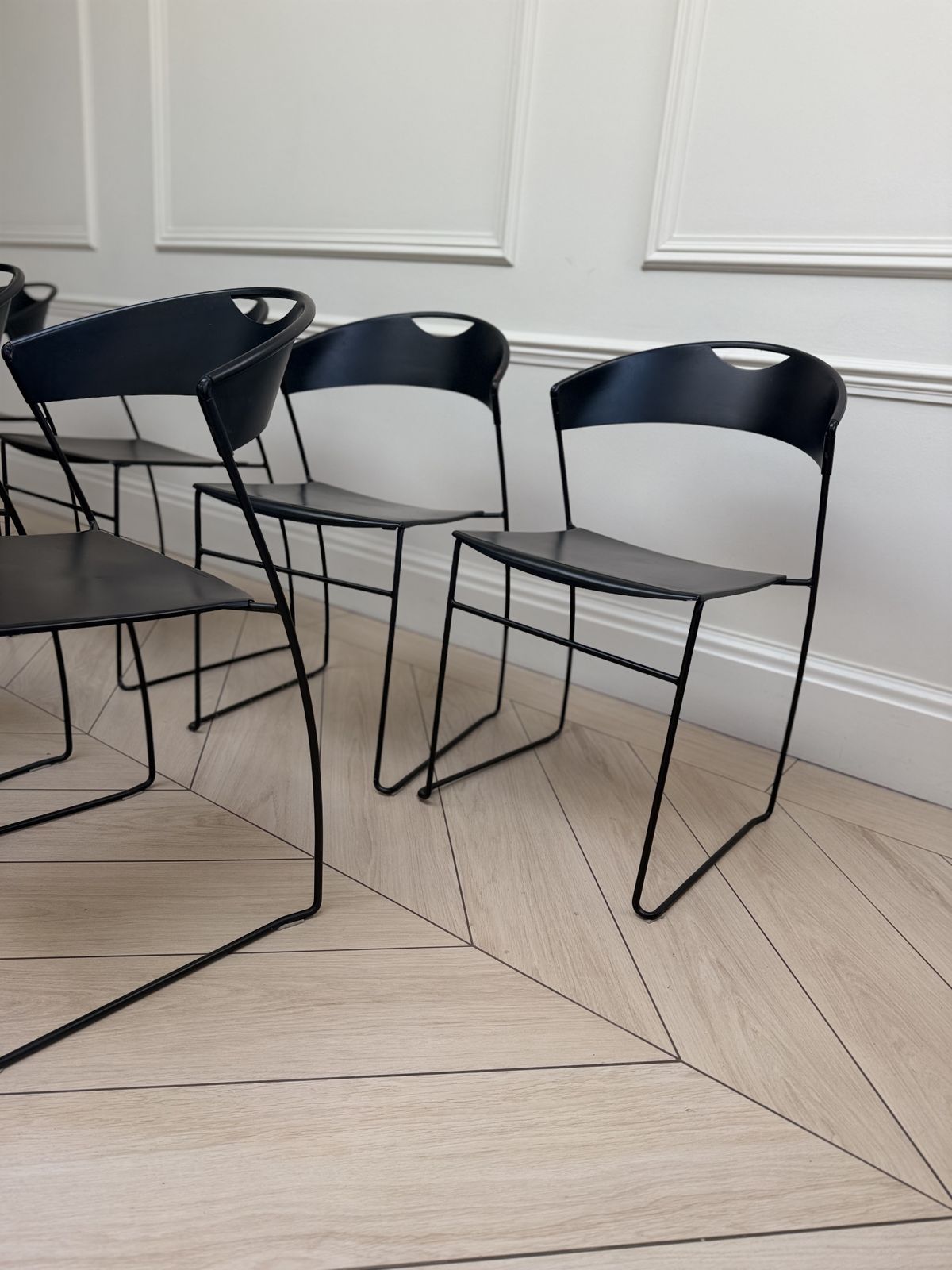 photo buy Set Of Six Vintage 1980s Steel Juliette Dining Chairs By Hannes Wettstein For Baleri Italia
