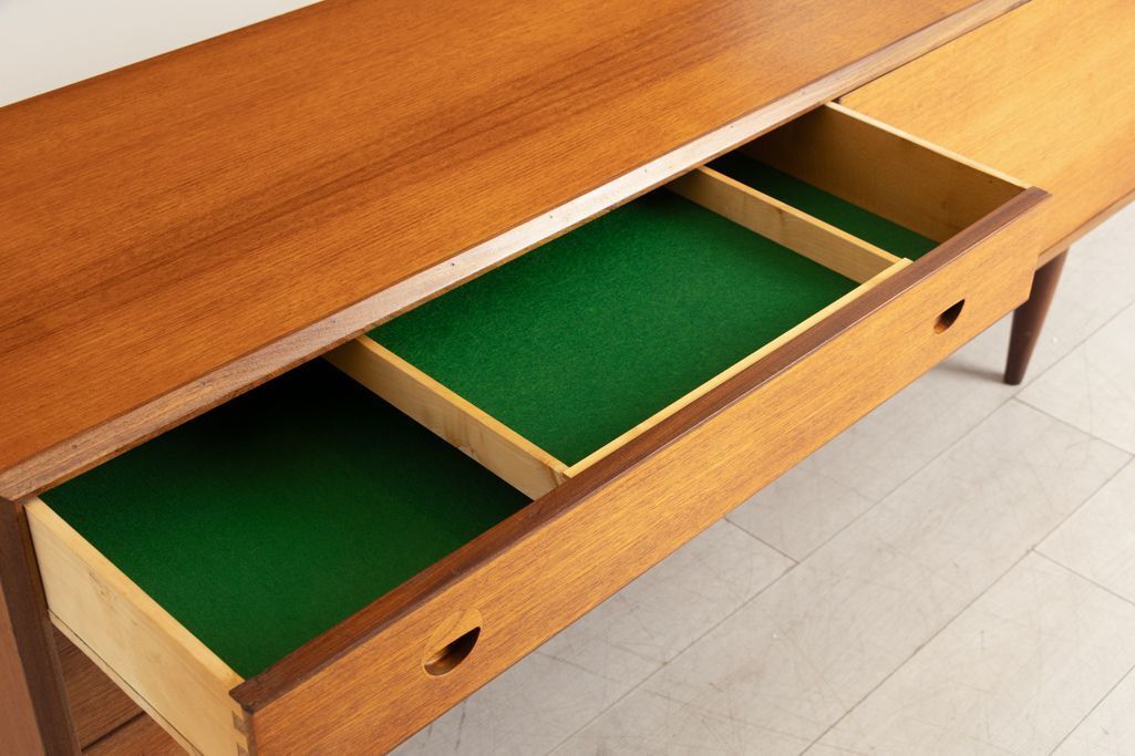 Danish Midcentury Sideboard In Teak With Recessed Handles C.1965 photo vintage