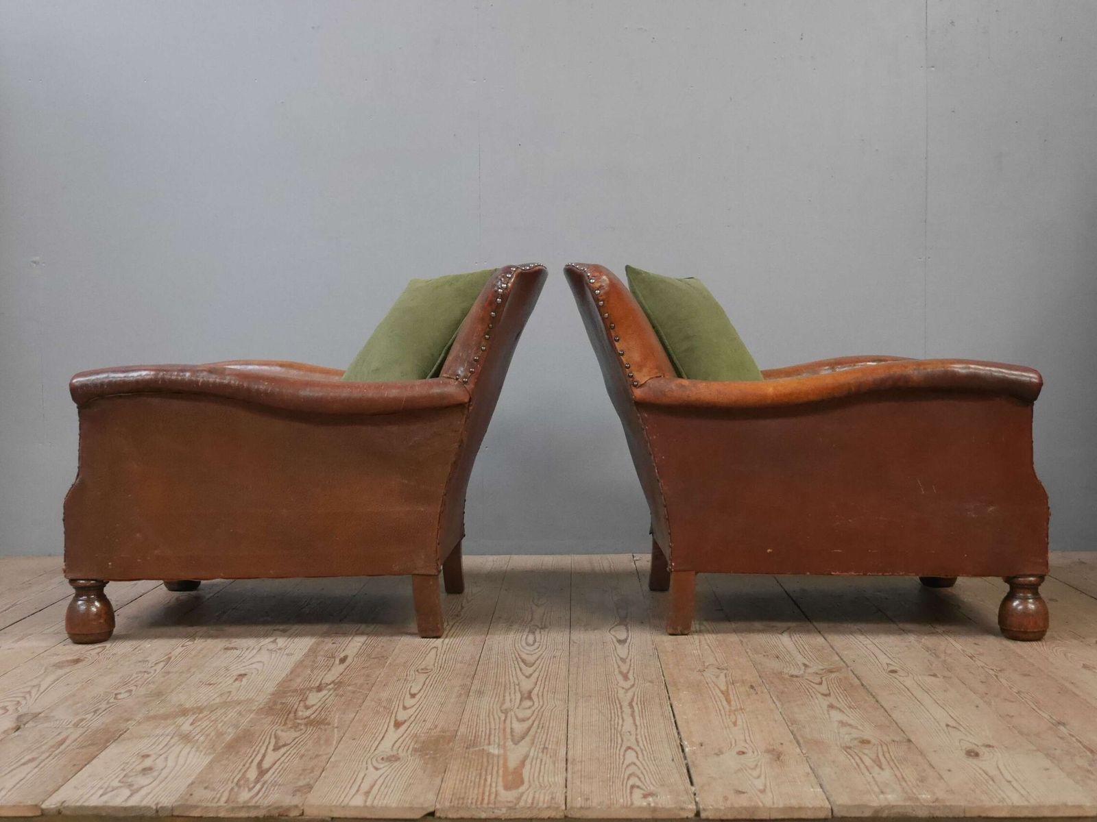 Pair Of Early 20th C English Leather Club Chairs photo 2249.99