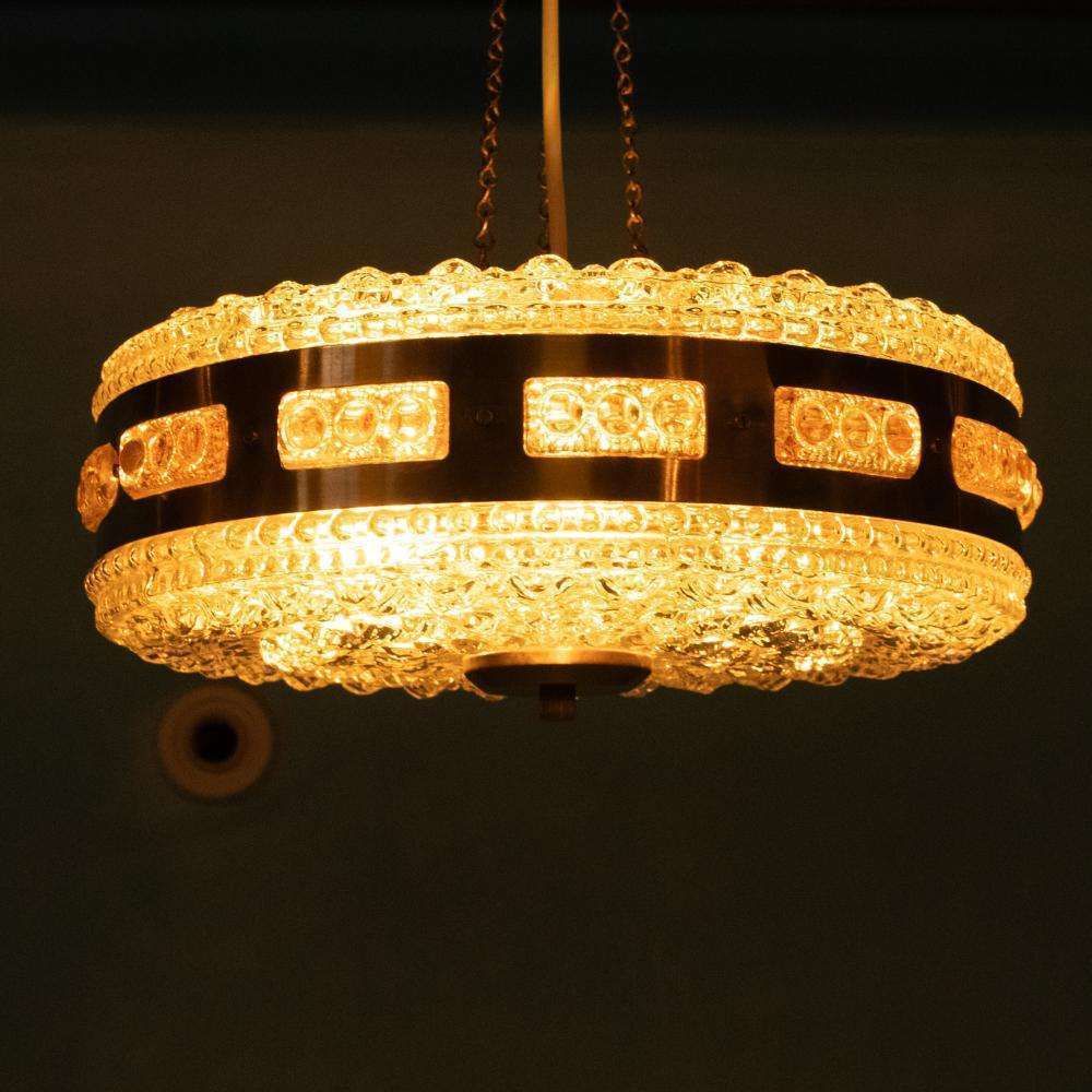 photo vintage Vintage Glazen Hanglamp, Vitrika Voor Orrefors Glazen Hanglamp
