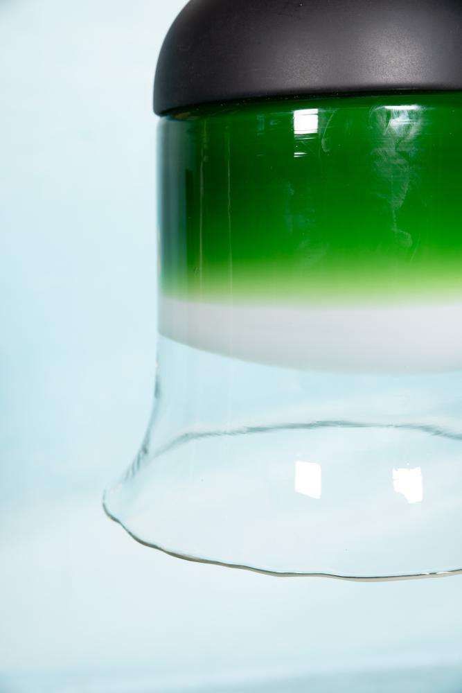 Space Age Peil & Putzler Glazen Hanglamp, Minimalistisch photo vintage
