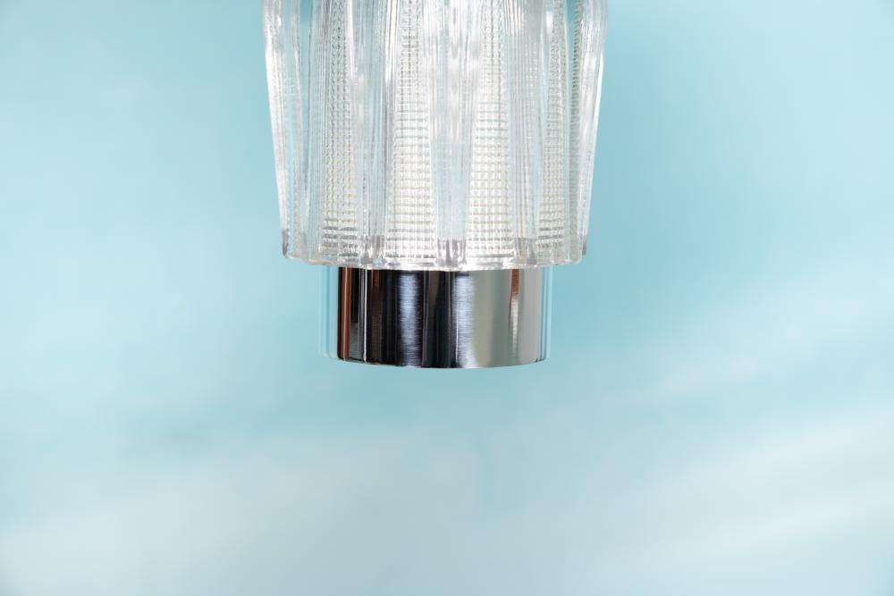 Vintage Chromen Hanglamp Met Glas, Cascade Space Age Hanglamp photo buy