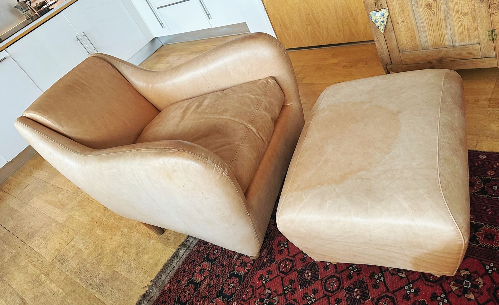 Post Modern Matthew Hilton 'Balzac' Lounge Armchair And Footstool photo vinterior