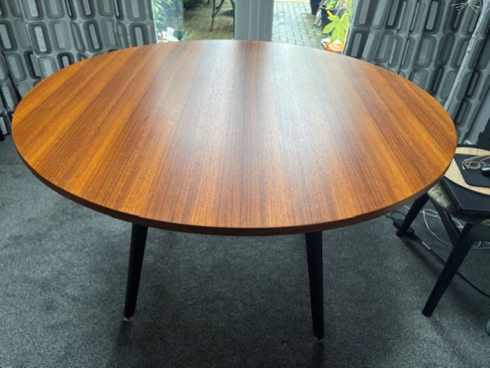 G Plan Librenza Vintage Dining Set Circular Table, 4 Chairs  Tola And Black photo furniture