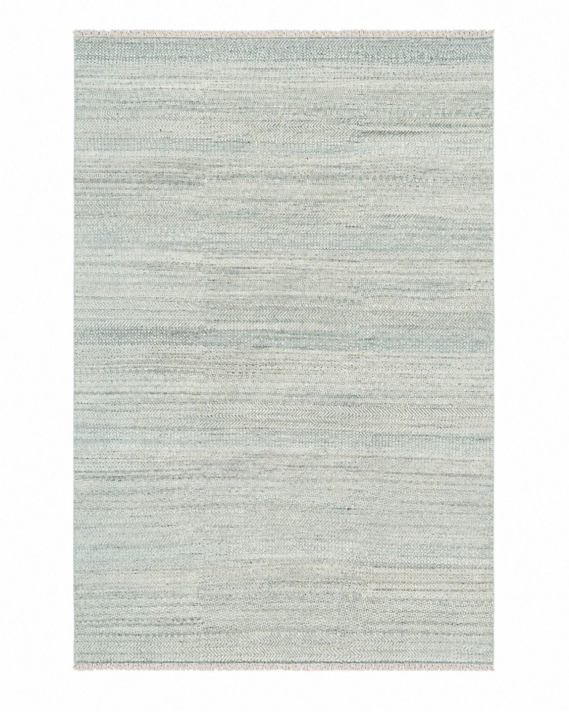 8x10 Ft Minimalist Handmade Area Rug In Ivory. Hand Knotted Wool & Bamboo Carpet