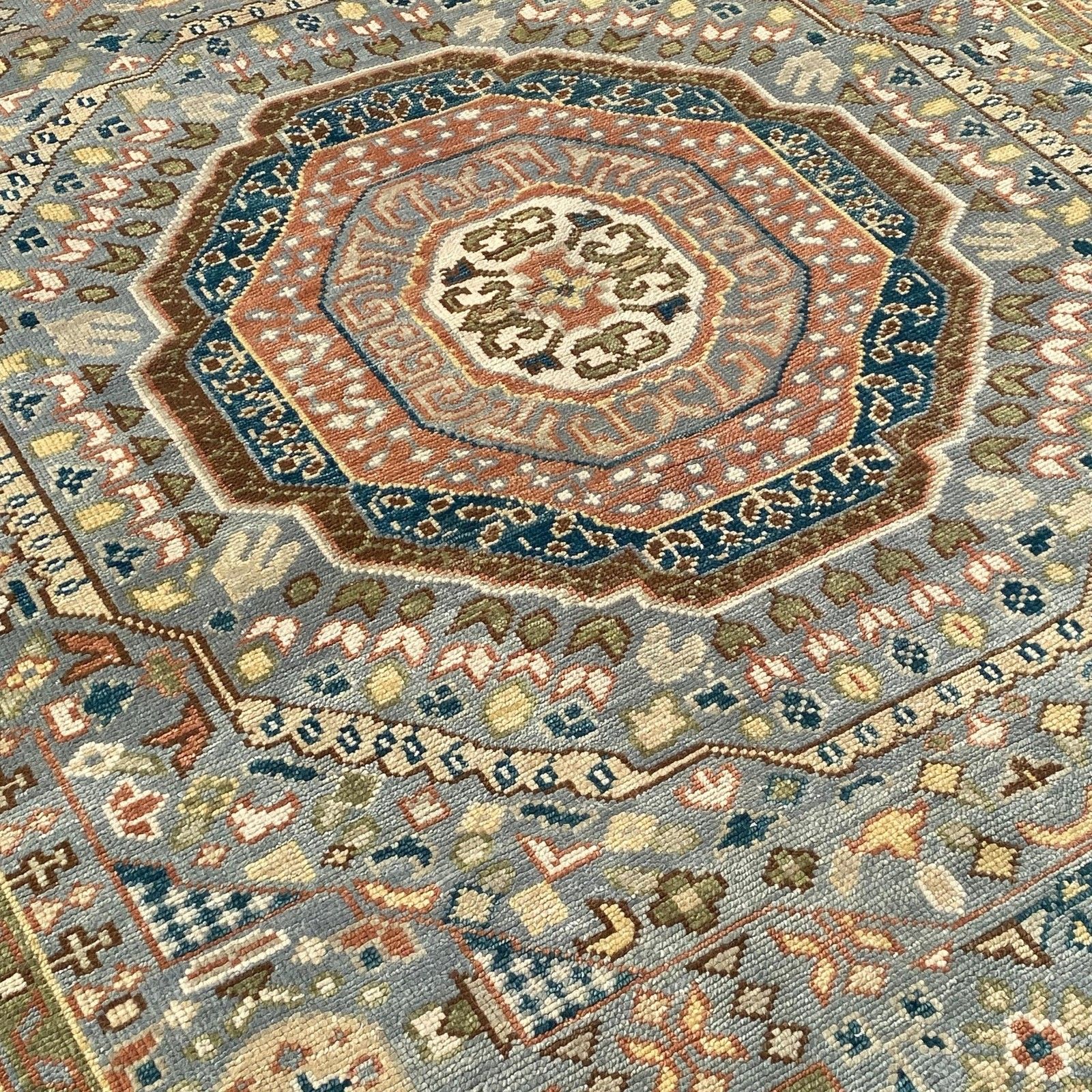 8x10 Ft Modern Hand Knotted Wool Area Rug With Geometric Medallion Design photo vintage