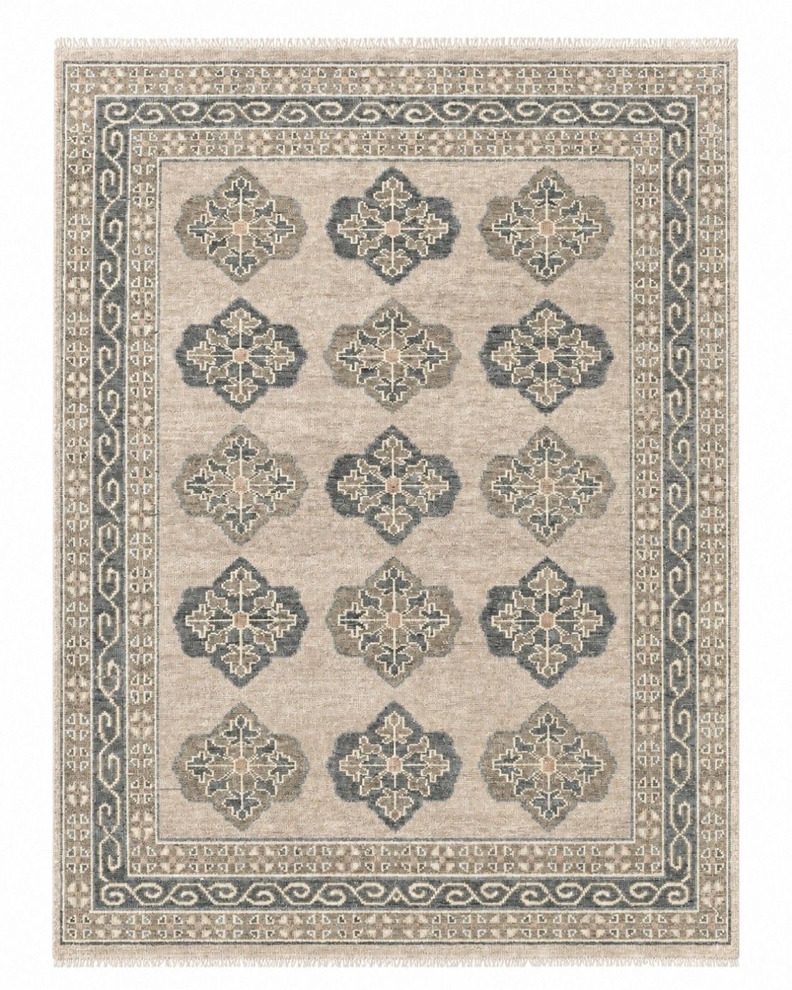 8x10 Ft Handmade Oushak Wool Area Rug For Living Room, Geometric Design Carpet