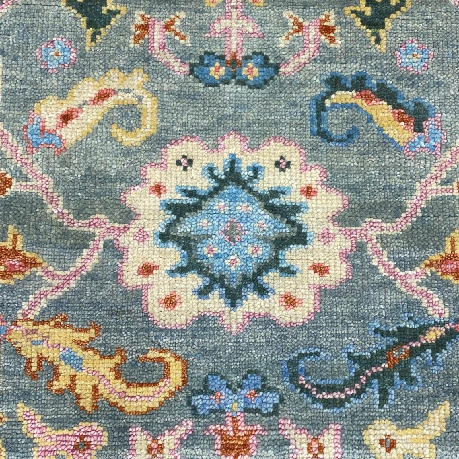 6x9 Ft Handknotted Oushak Rug For Living Room, Green Floral Design Modern Carpet photo vinterior