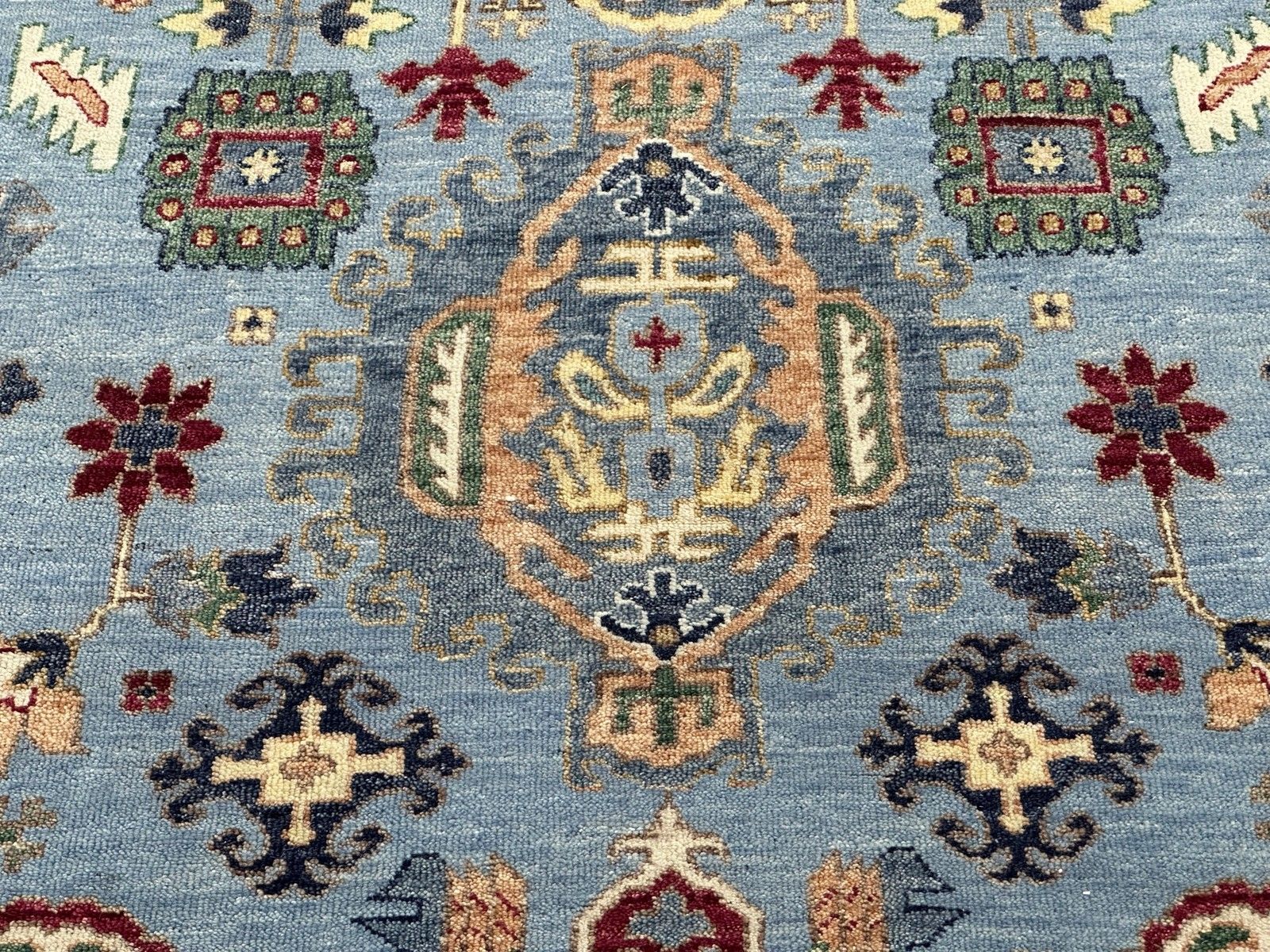 8x10 Ft Hand Knotted Area Rug, Modern Floral Design Blue Carpet For Living Room photo vintage