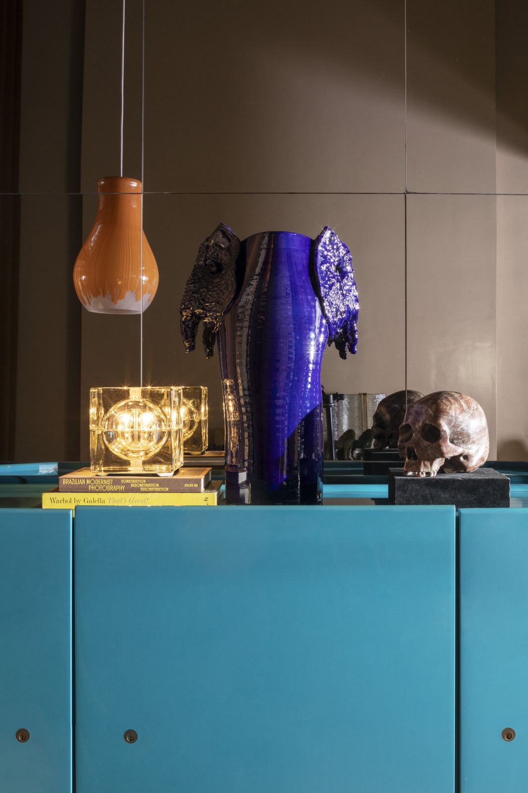 Giacinto Cerone, Sculptural Vase In Blue Glazed Ceramic, Italy, After 1993 photo vintage