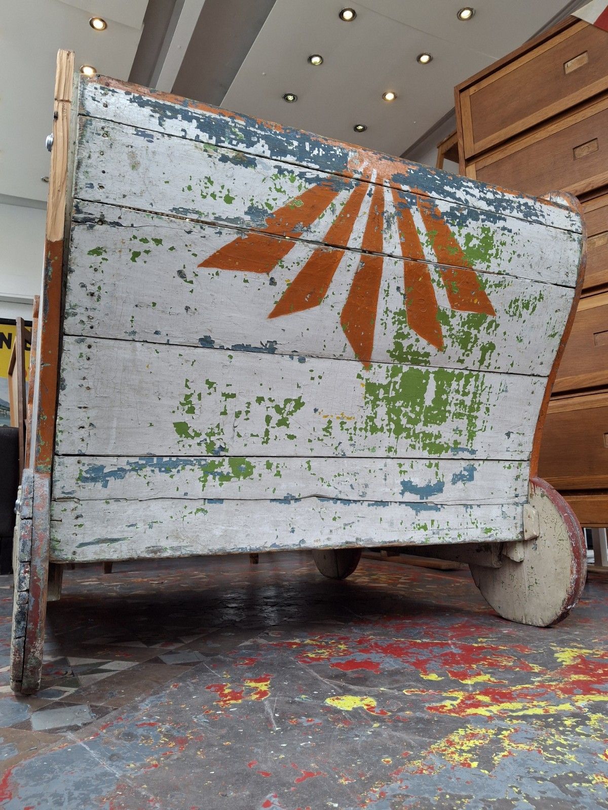 Early 20th Century Painted French Fairground Sleigh. photo Home Decor