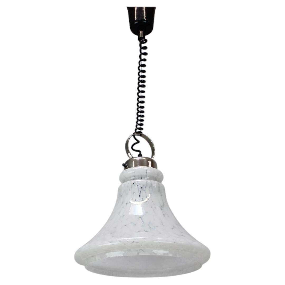 1970s Czechoslovak Mid Century Glass Pendant Lamp With Marbled Shade