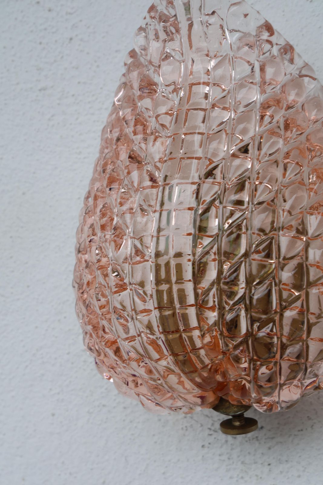 Rare Wall Light Pink Jewel Murano Glass Leave By Barovier E Toso, 1950s photo vinterior