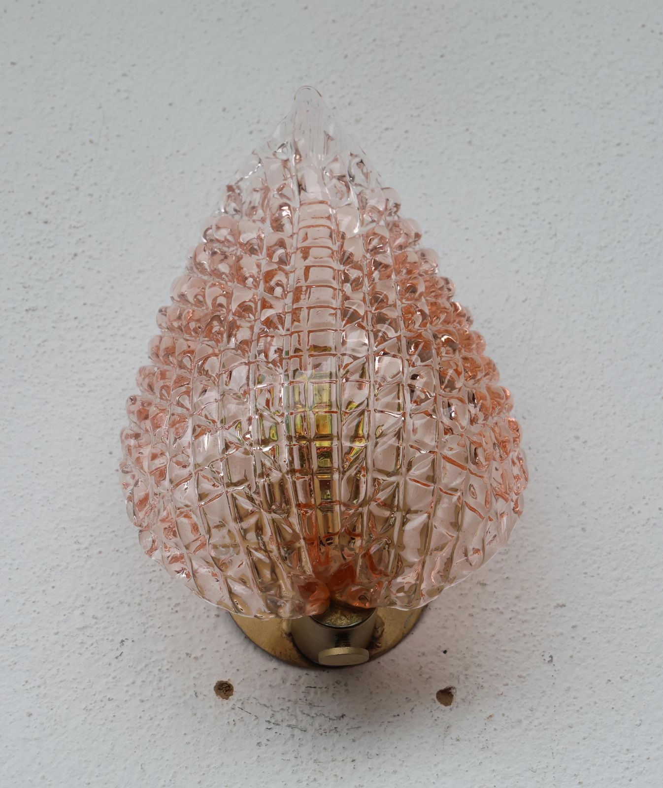 photo furniture Rare Wall Light Pink Jewel Murano Glass Leave By Barovier E Toso, 1950s