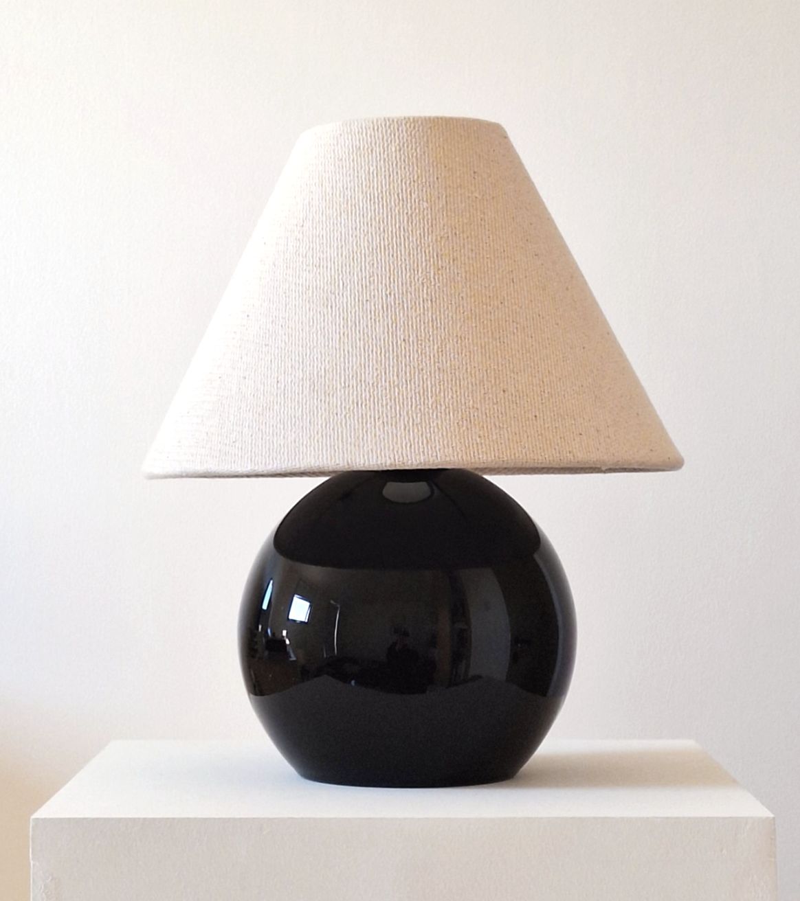 Black Art Deco Lamp In The Manner Of Jacques Adnet.