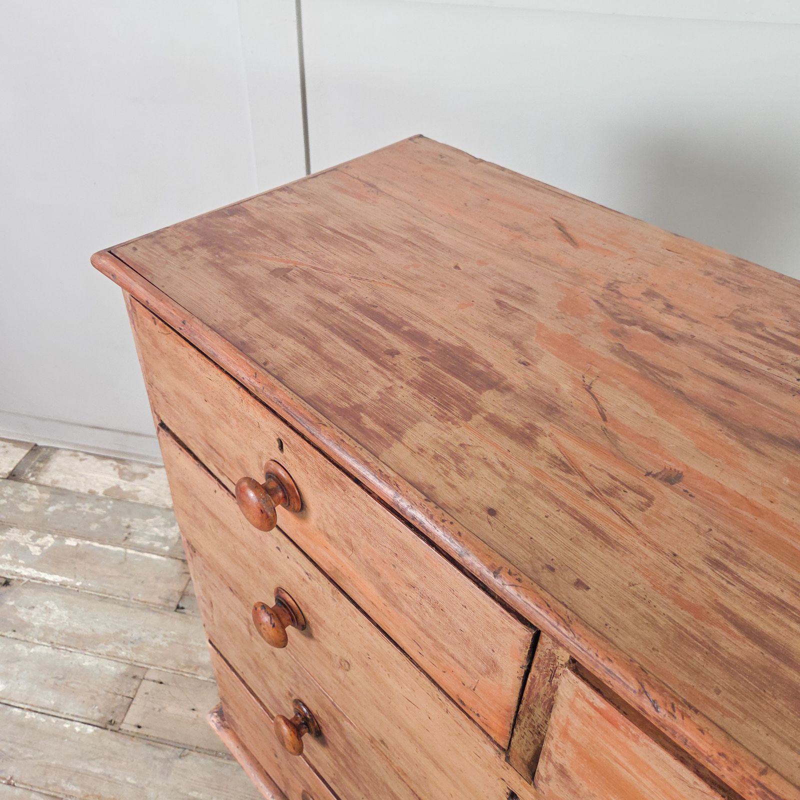 Antique Pine Chest Of Drawer With Five Drawers Farmhouse Style photo buy