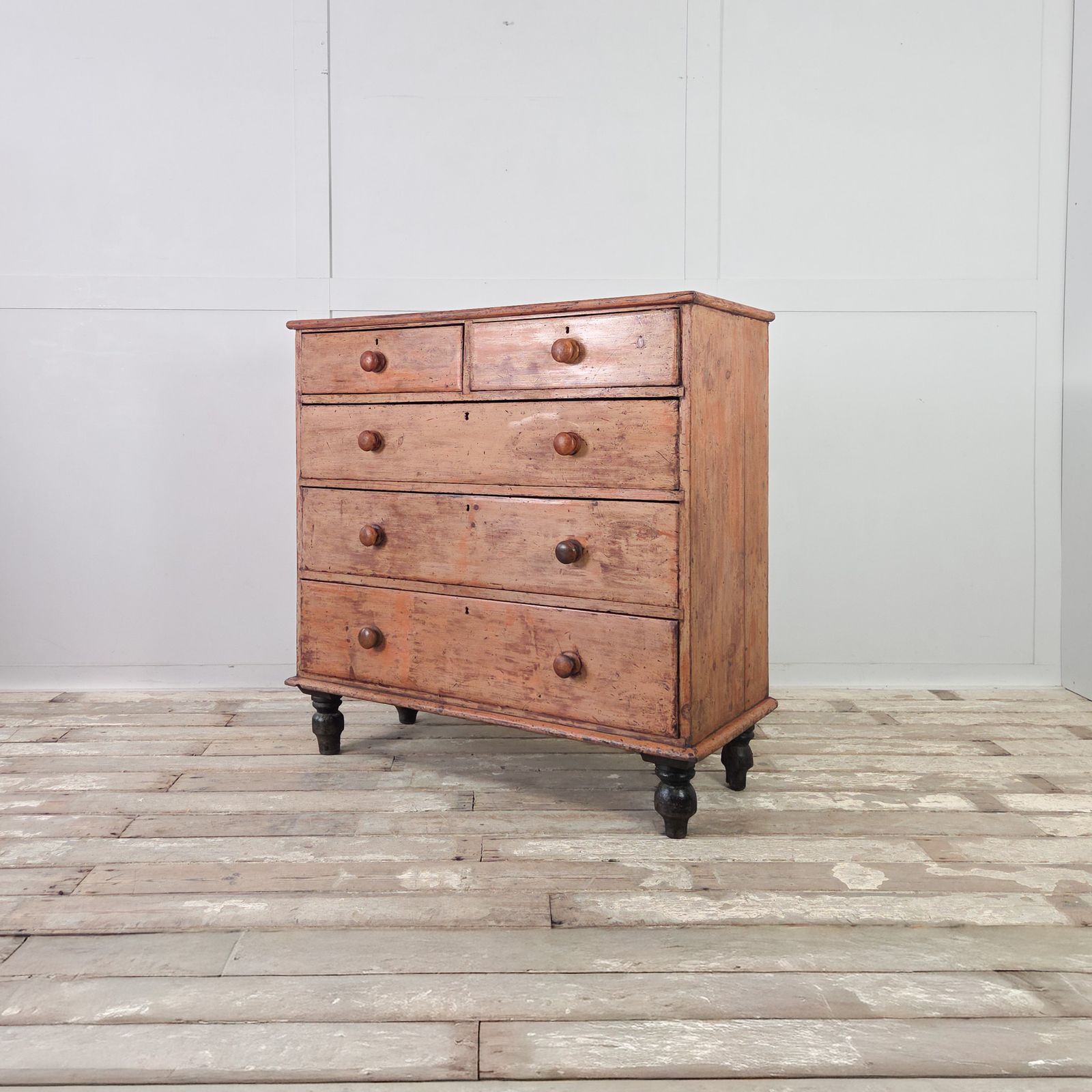photo for sale Antique Pine Chest Of Drawer With Five Drawers Farmhouse Style