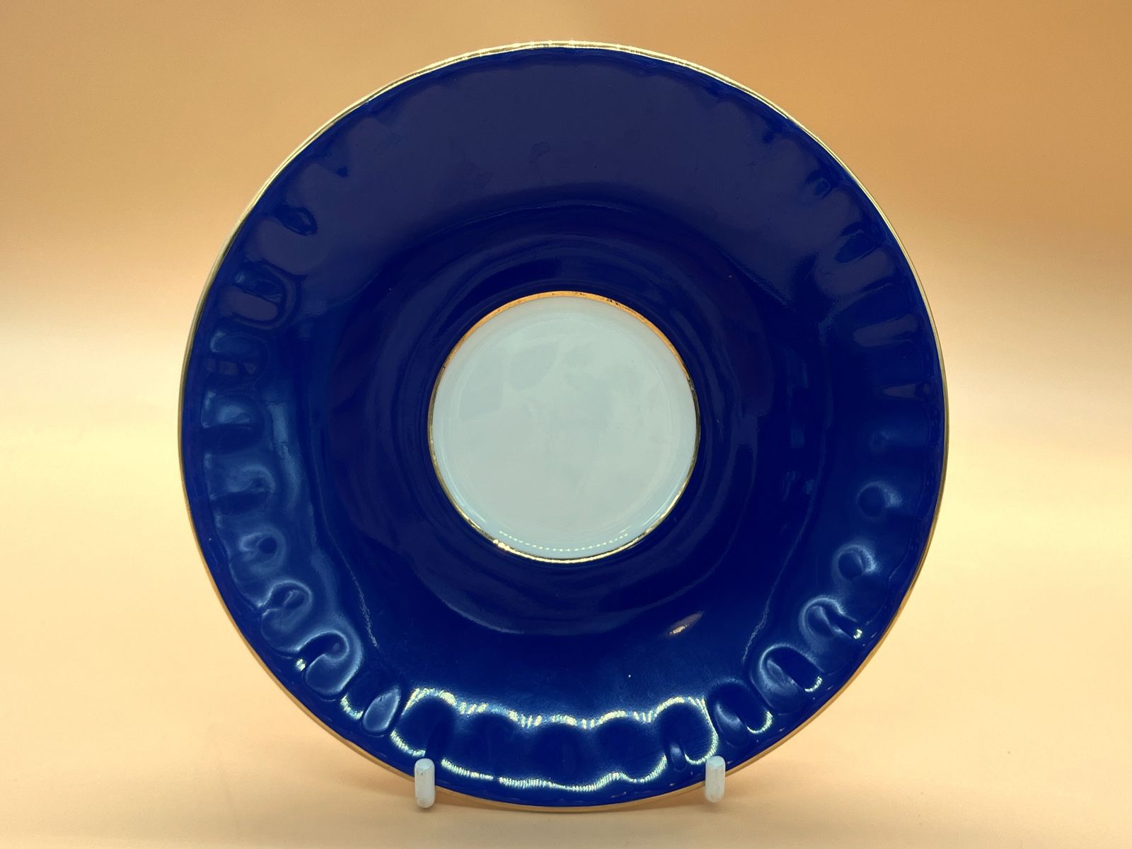 Aynsley China Orchard Gold Fruit Oban Shape Cobalt Blue And Gold Cabinet Tea Cup & Saucer Duo. photo for sale