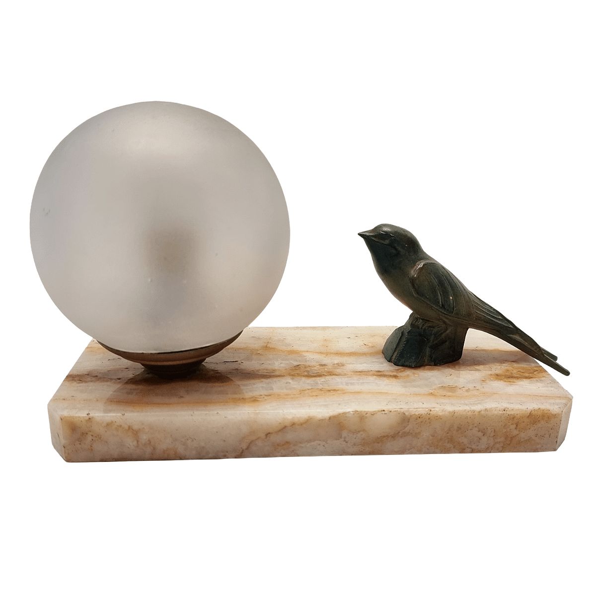 French Art Deco Lamp With Sparrow, 1930/40s photo furniture