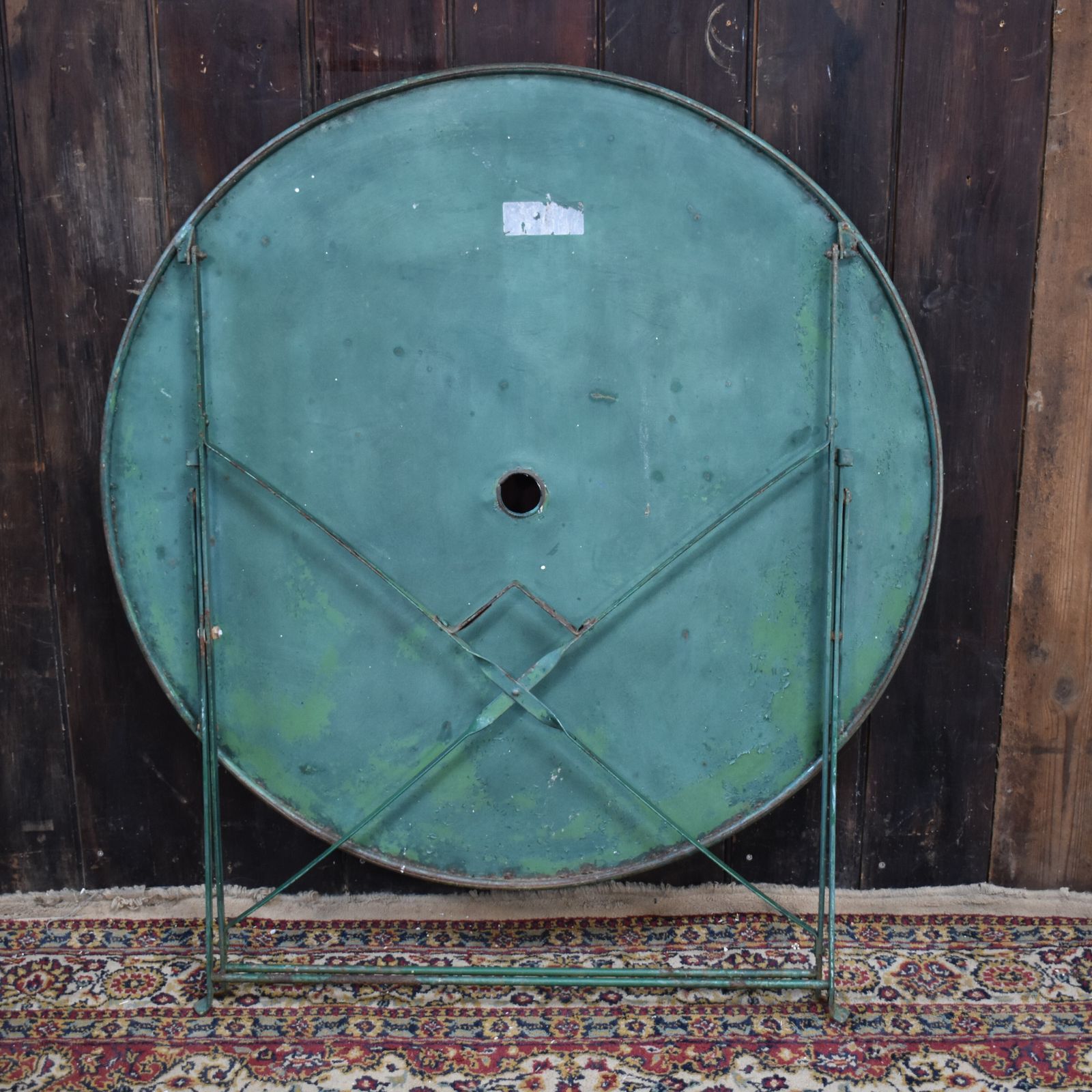 Antique 1950s French Green Hand Forged Metal Cafe Bistro Outside Folding Table photo buy