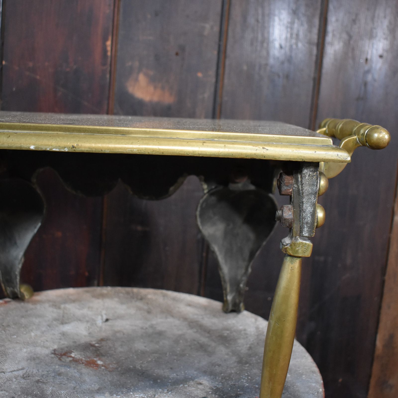 Antique English Georgian Brass Footman Handled Trivet Plant Display Stand photo Home Decor