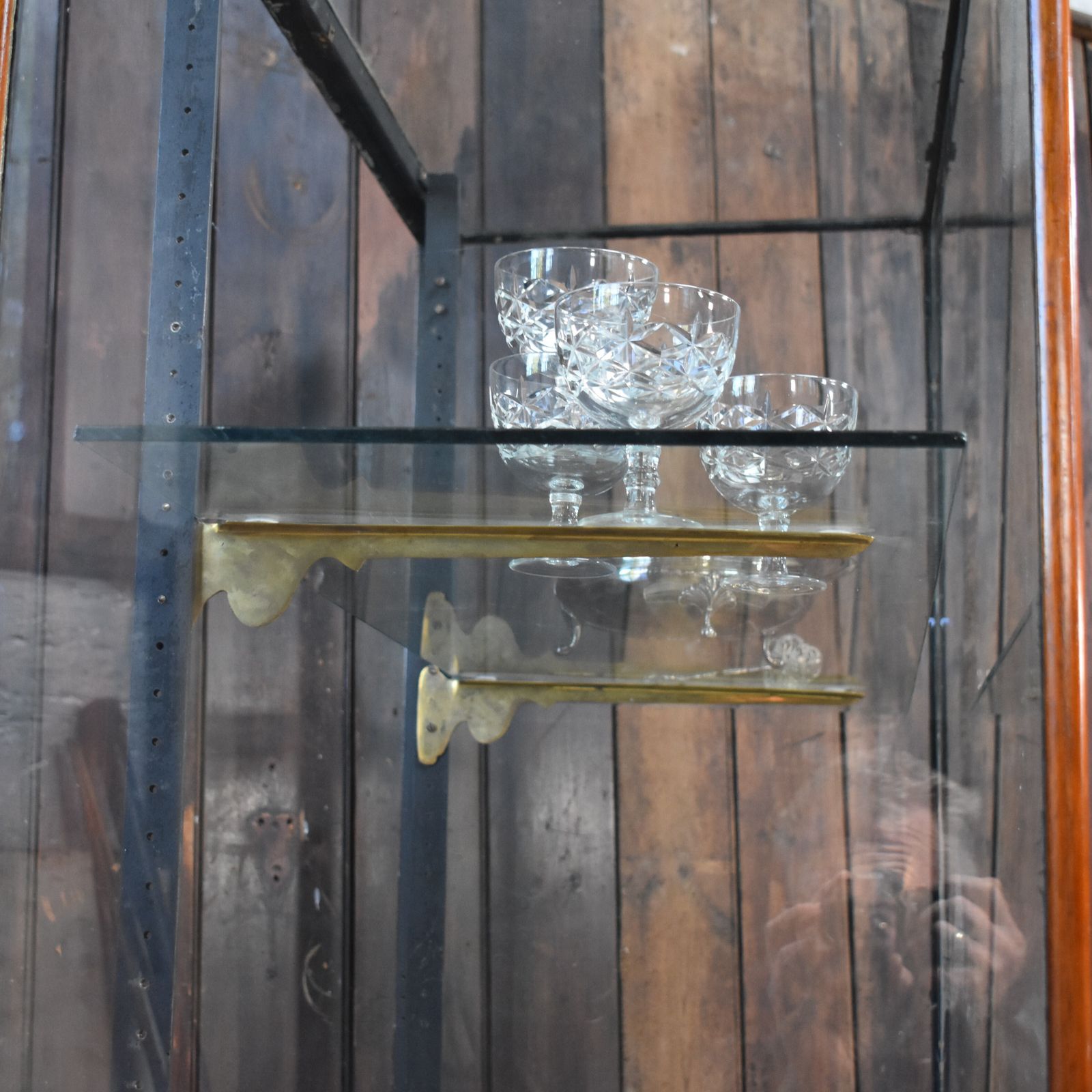 photo furniture Antique Mahogany Haberdashery Outfitters Glass Shelves Shop Display Cabinet