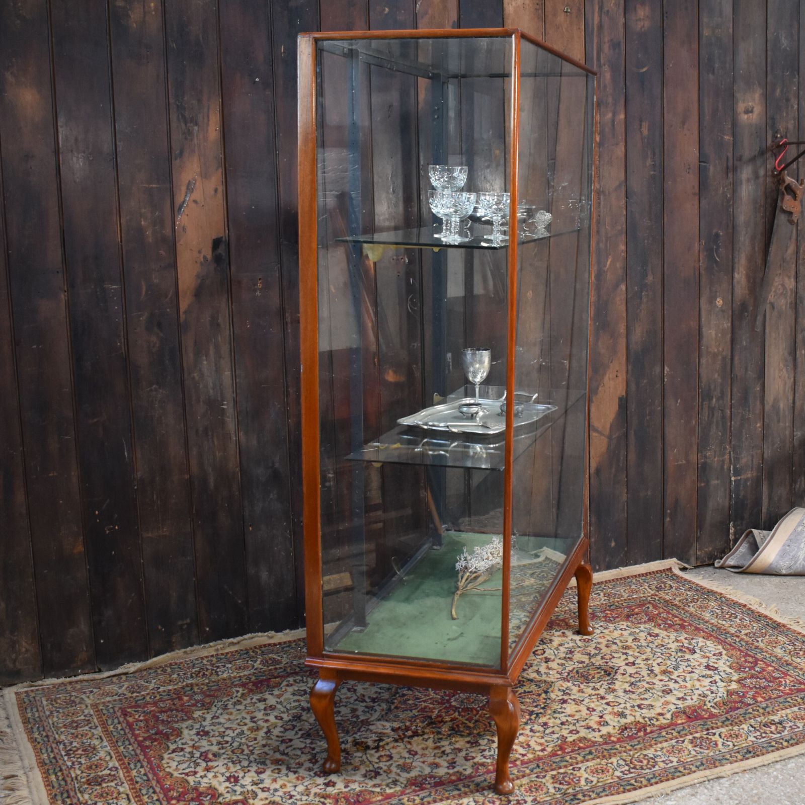 795.0 Antique Mahogany Haberdashery Outfitters Glass Shelves Shop Display Cabinet photo