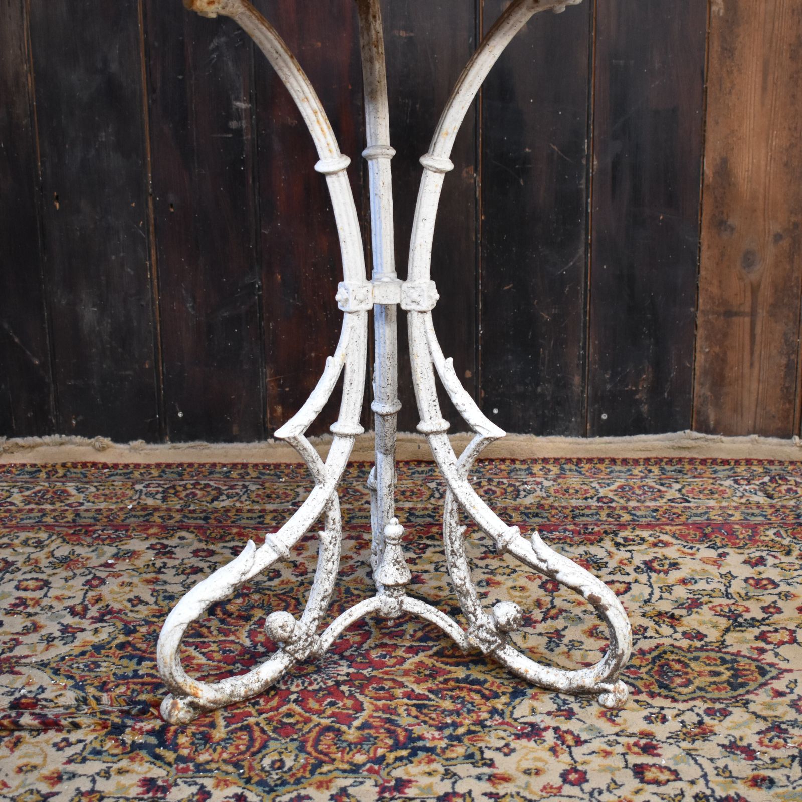 photo for sale Antique English Marble Topped Cast Iron Weathered Bistro Cafe Outdoor Table