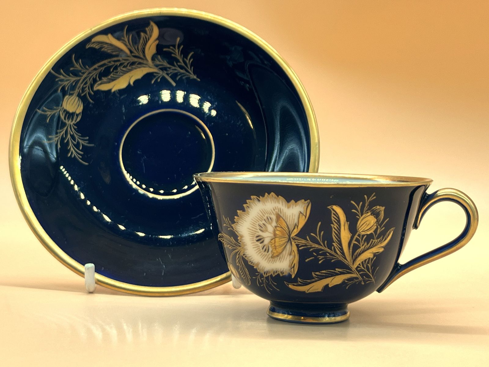 Vintage Lindner Kueps Echt Cobalt Germany Isabel Design Small Cup & Saucer. C1950. photo furniture