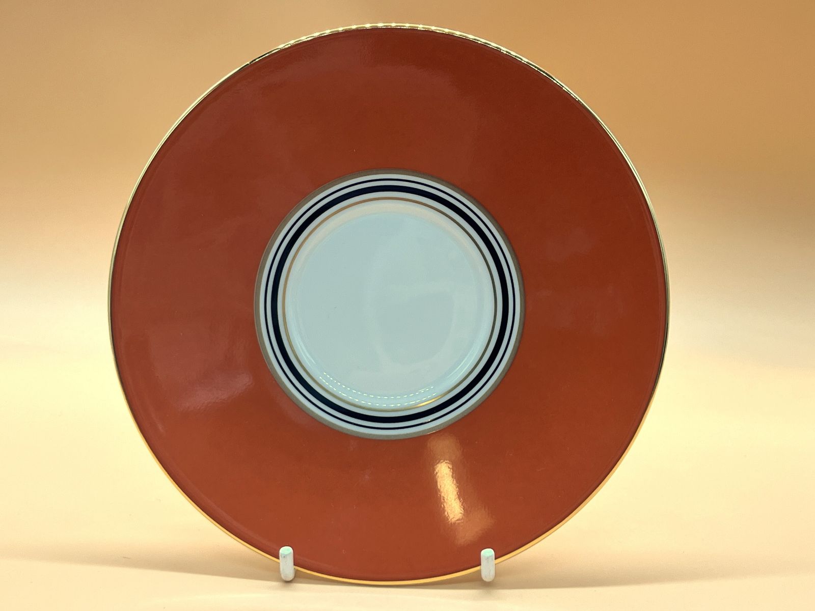 Wedgwood Pottery Vibrance Orange Tea Cup, Saucer & Side Plate Trio Boxed. photo vinterior