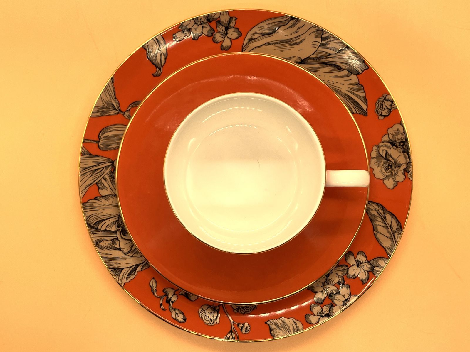 photo buy Wedgwood Pottery Vibrance Orange Tea Cup, Saucer & Side Plate Trio Boxed.