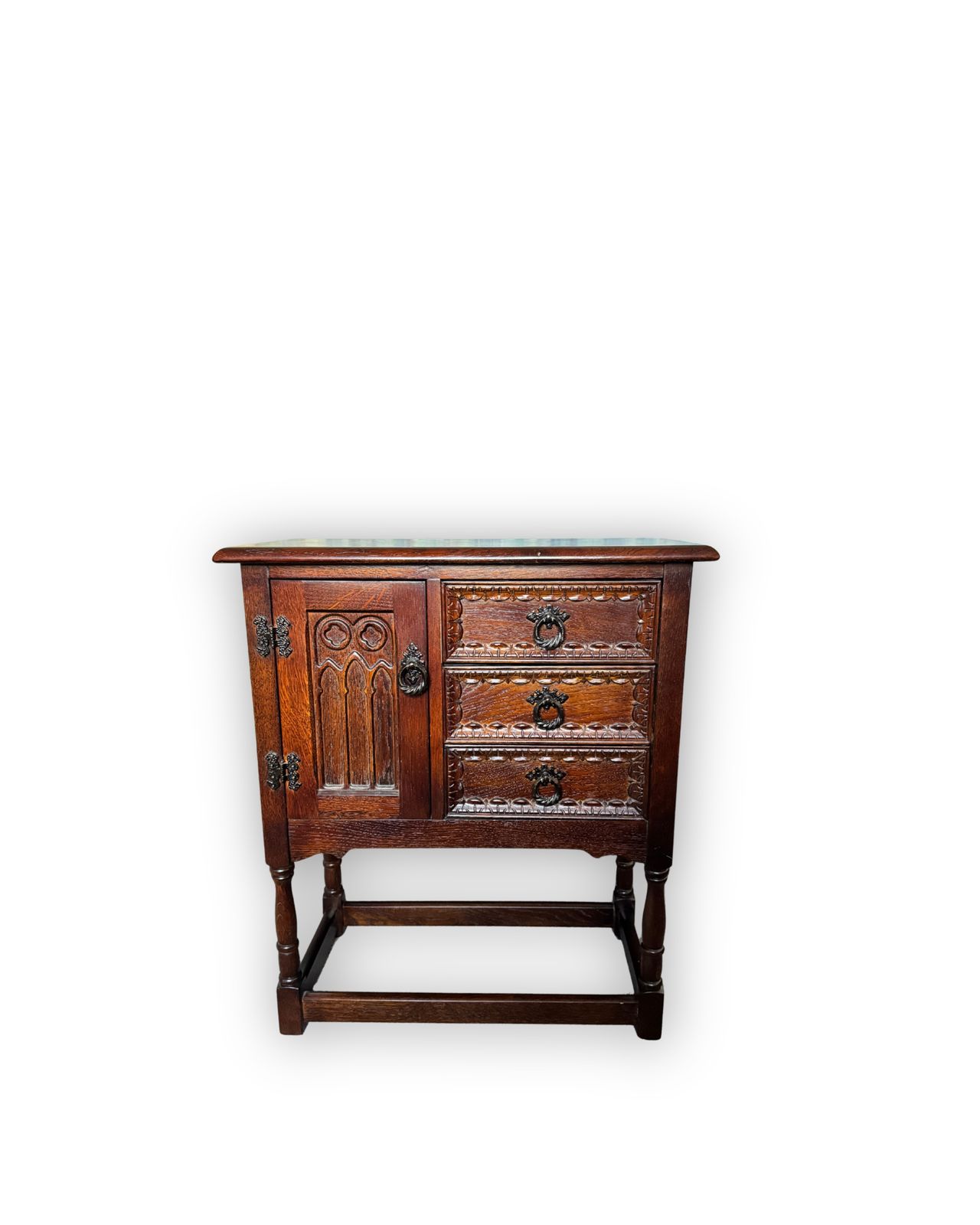 Vintage Carved Oak Cabinet With Drawers | Old Charm Style