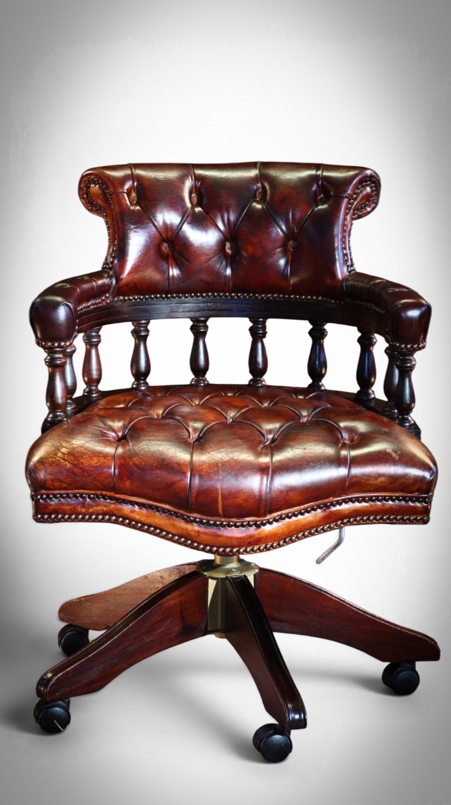 Stunning George Smith Captains Swivel Leather Armchair Dark Tan Del 🚚 photo buy