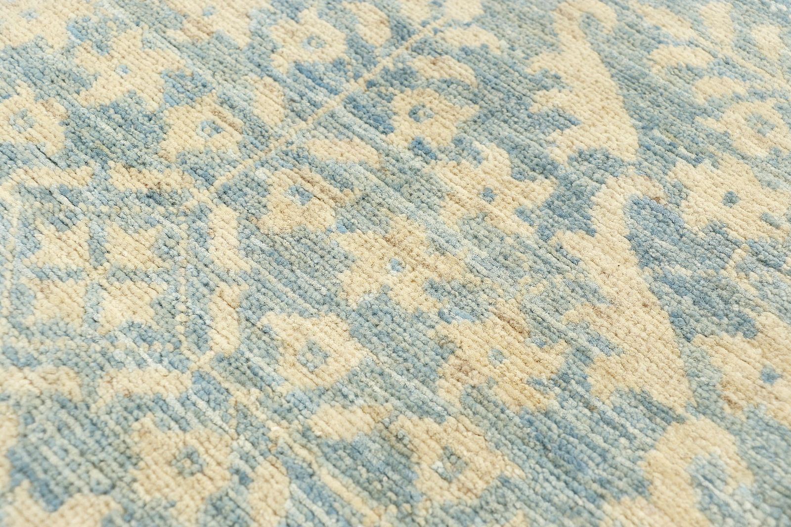 Modern Light Blue Contemporary Floral Handmade Area Rug photo Textiles