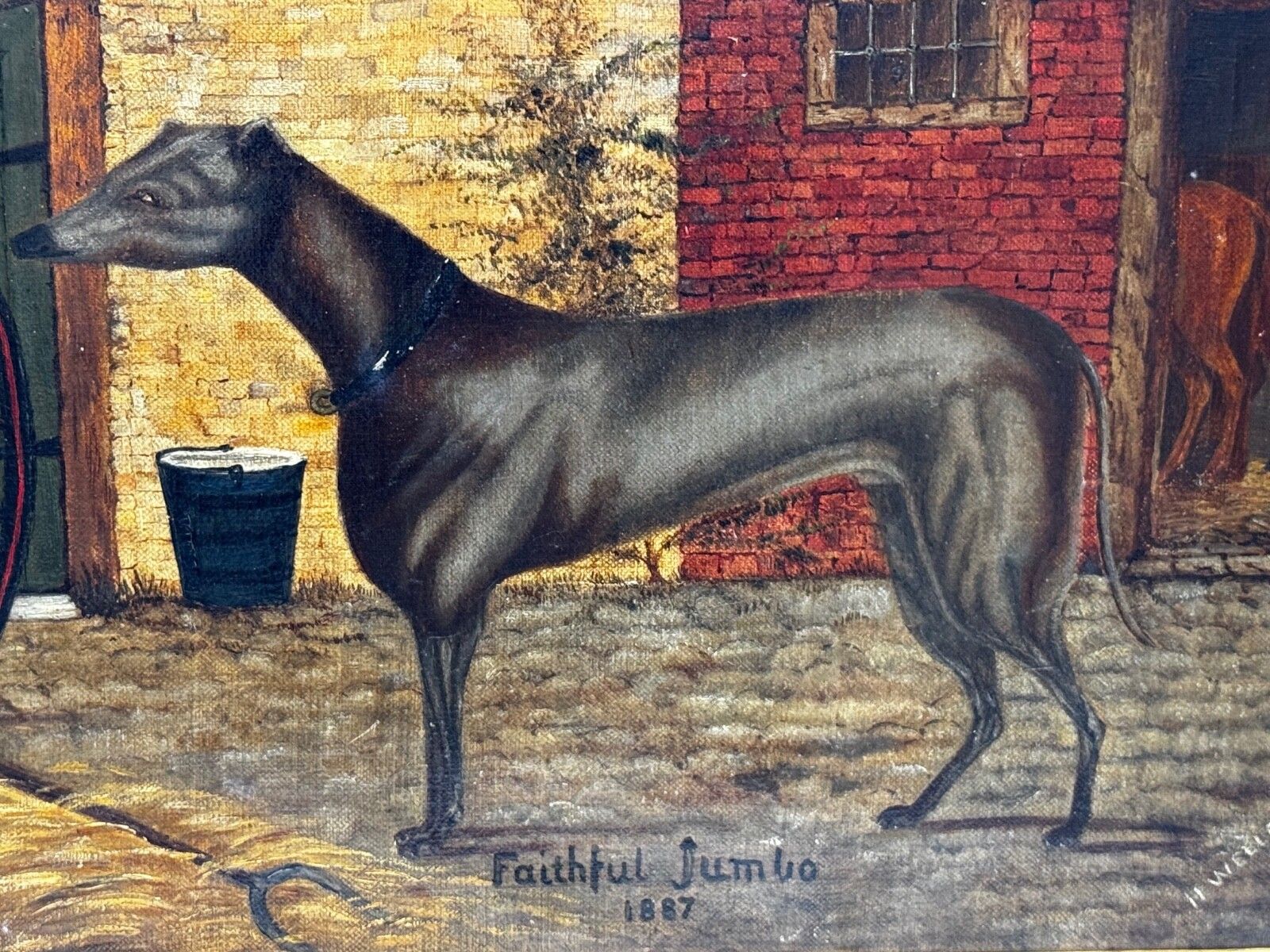 photo furniture 19th Century Oil Painting Prized Sporting Greyhound Racing Champion After Edwin Landseer