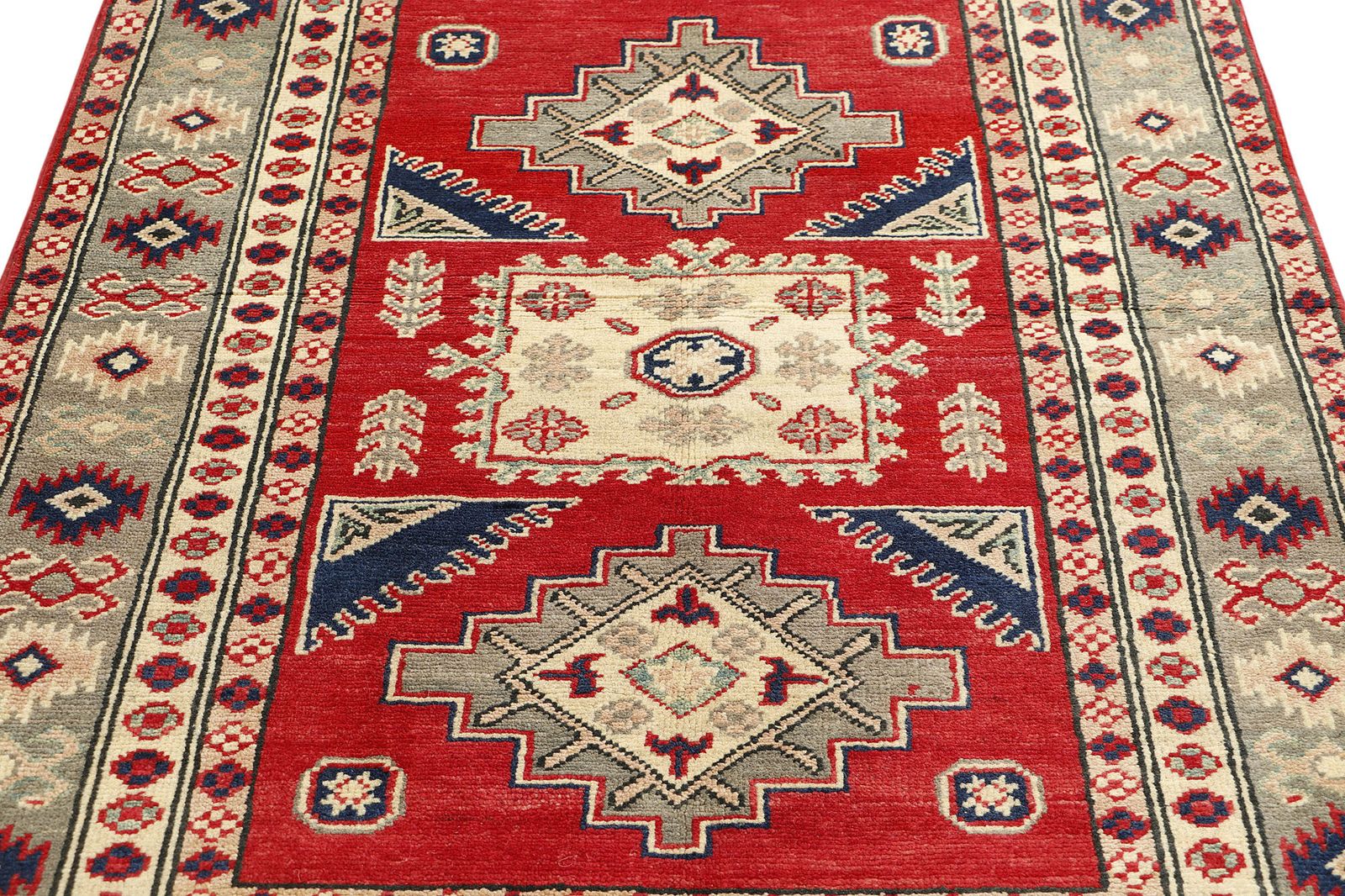 Handgemaakt Caucasian Kazak Geometrisch Tribaal Vloerkleed 100 x 142 cm photo for sale