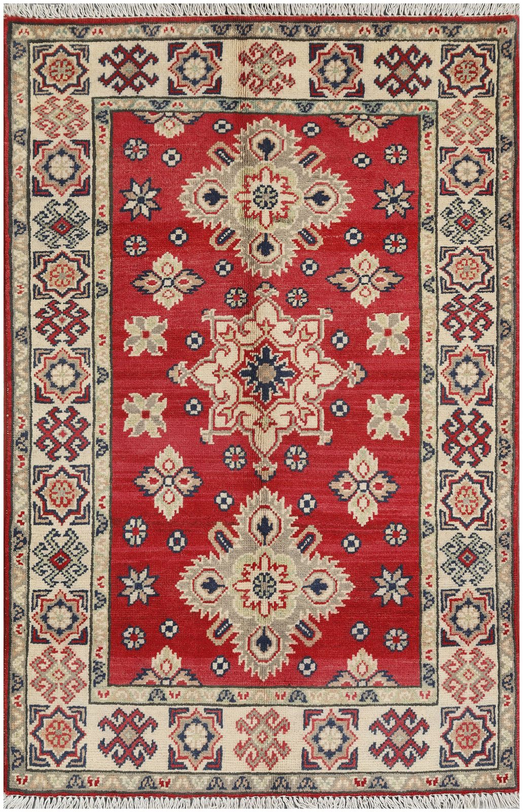 Hand Knotted Afghan Kazak Boho Living Room Bedroom Rug 84 X 131 Cm