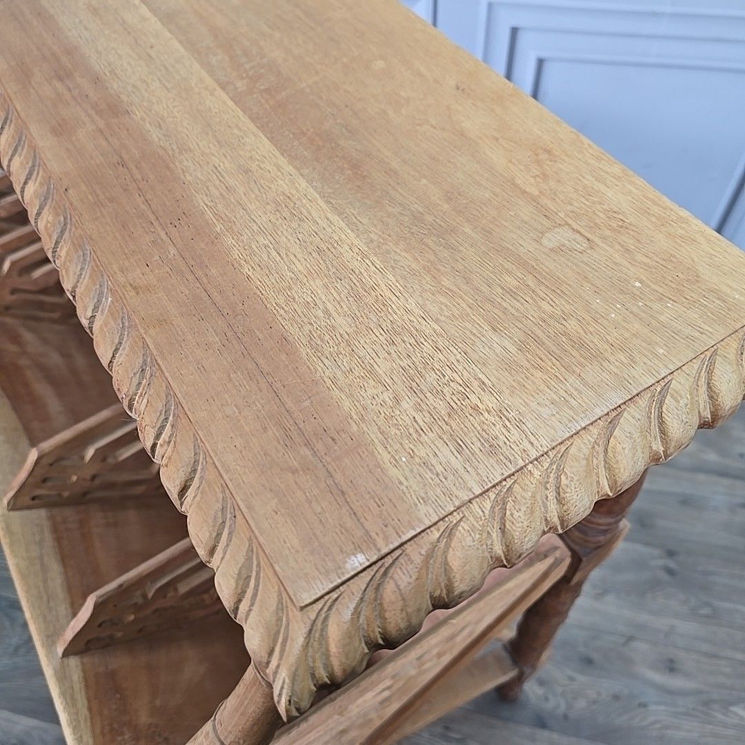 photo vintage Antique Book Trough Bookcase Chippendale Style Faux Bamboo Solid Mahogany Shelf