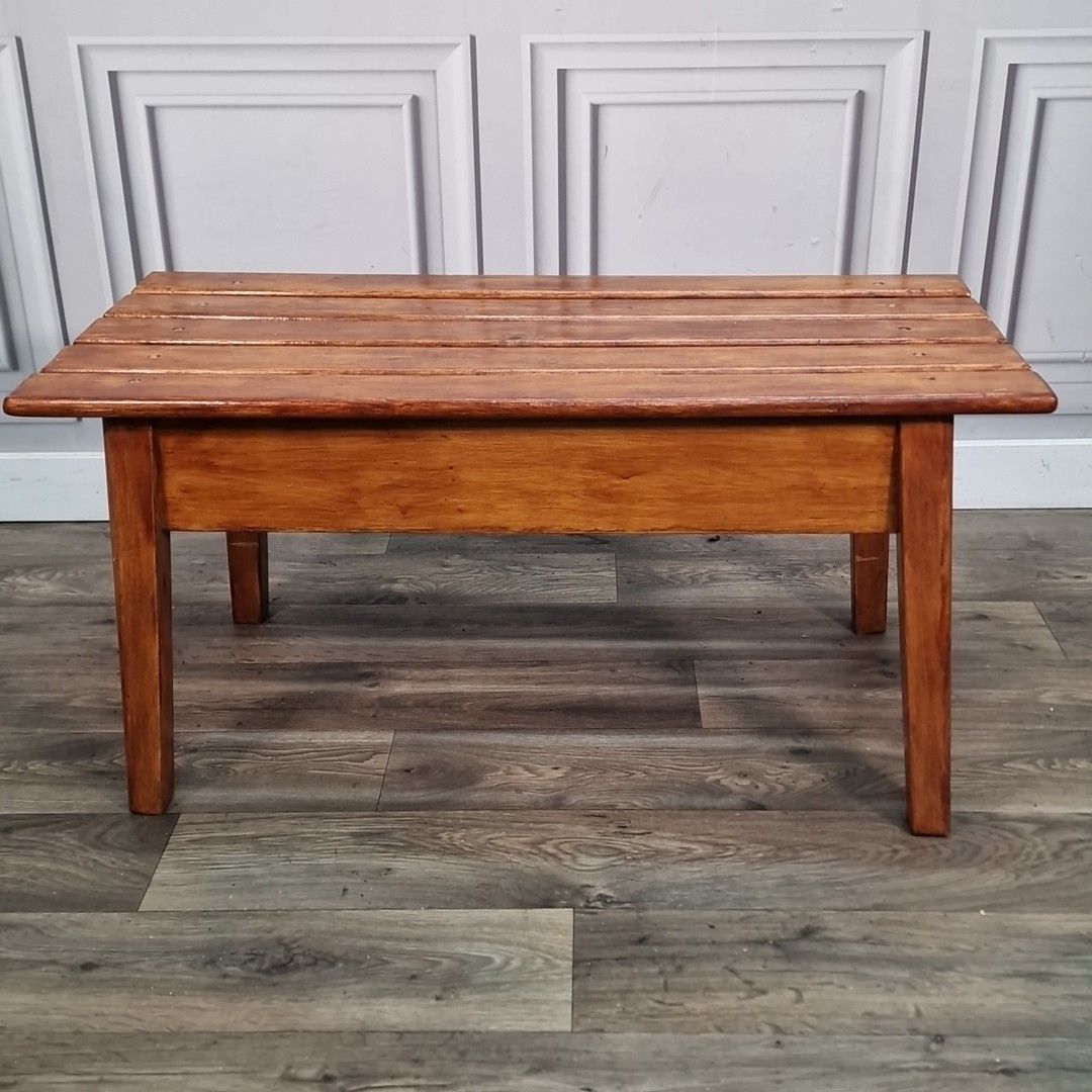 photo vintage Vintage Danish Coffee Table Mcm Mid Century Modern Wooden Slatted Atomic Retro