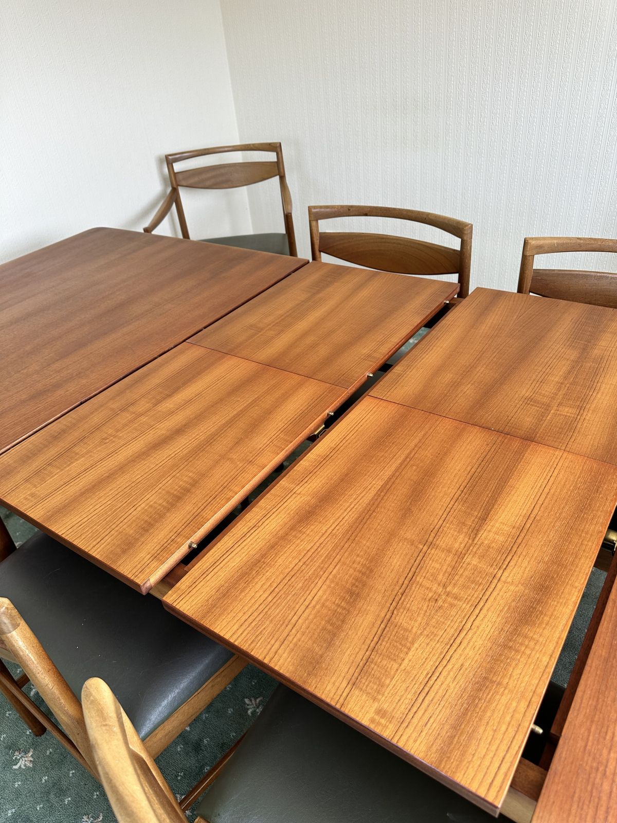 Mid Century A.H. McIntosh Dunvegan T3 Teak Extending Dining Table & 6 Chairs photo furniture