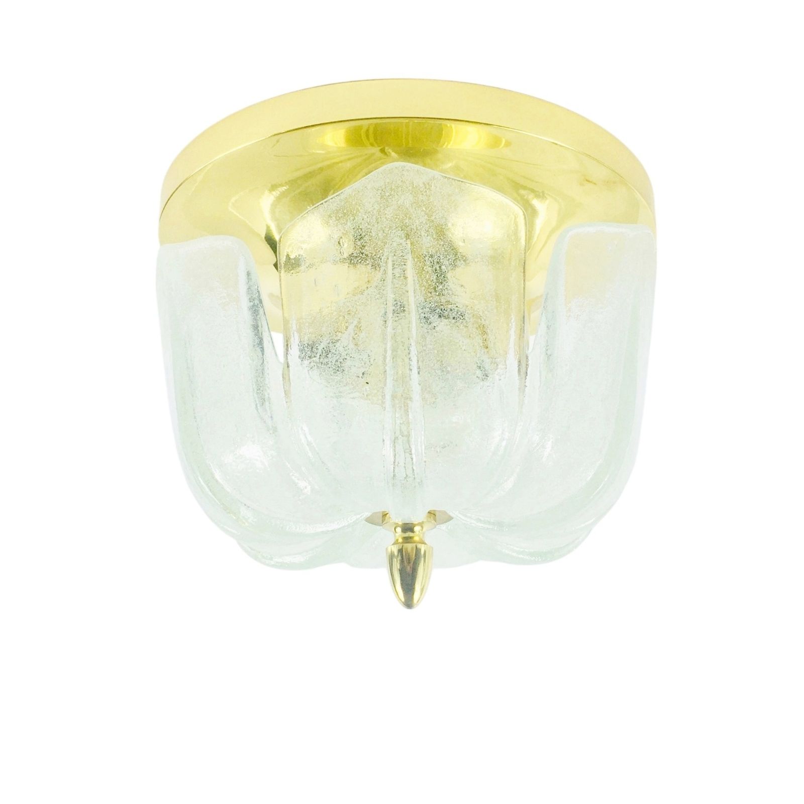 Plafonnier mid-century en verre floral et laiton de Limburg, Allemagne, années 1960/1970