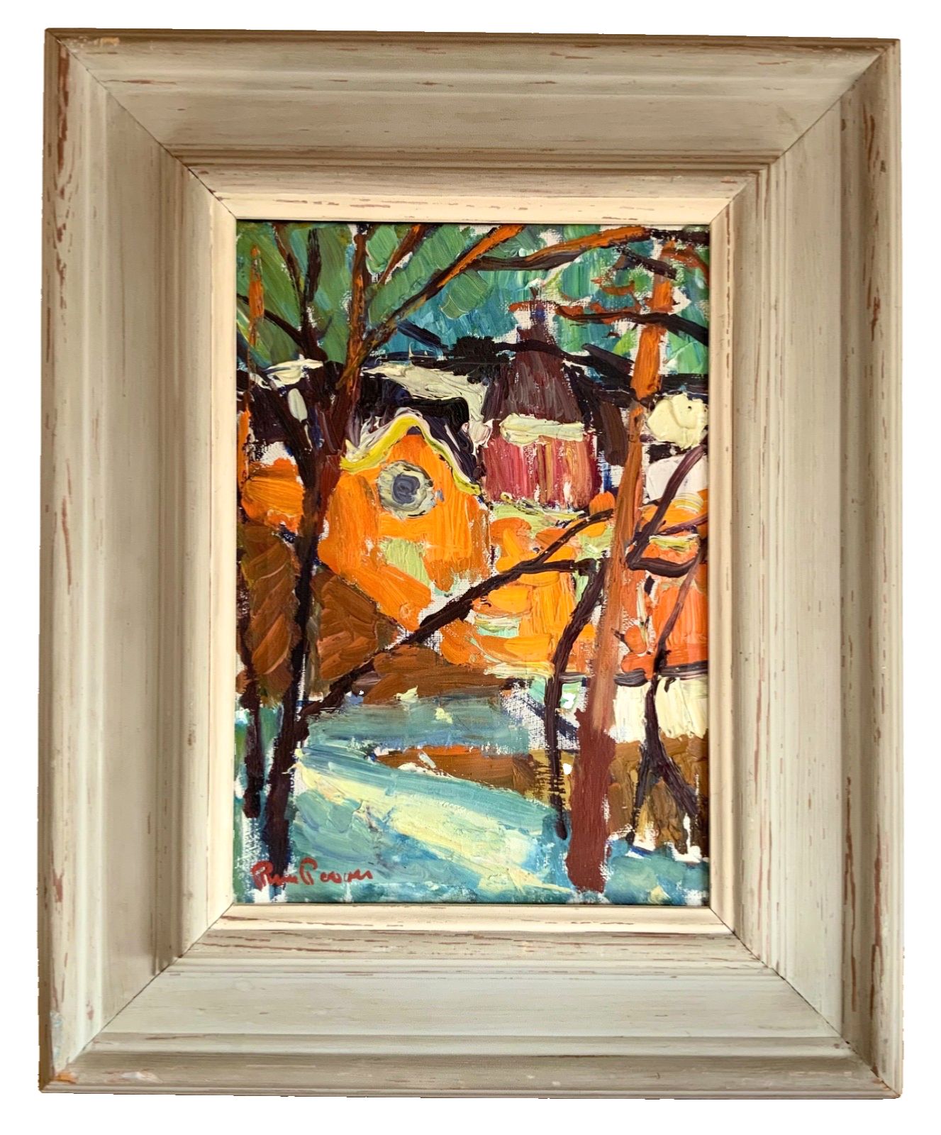 Small Vintage Impressionists Painting Landscape, Signed Rune Person  (1914–1990)