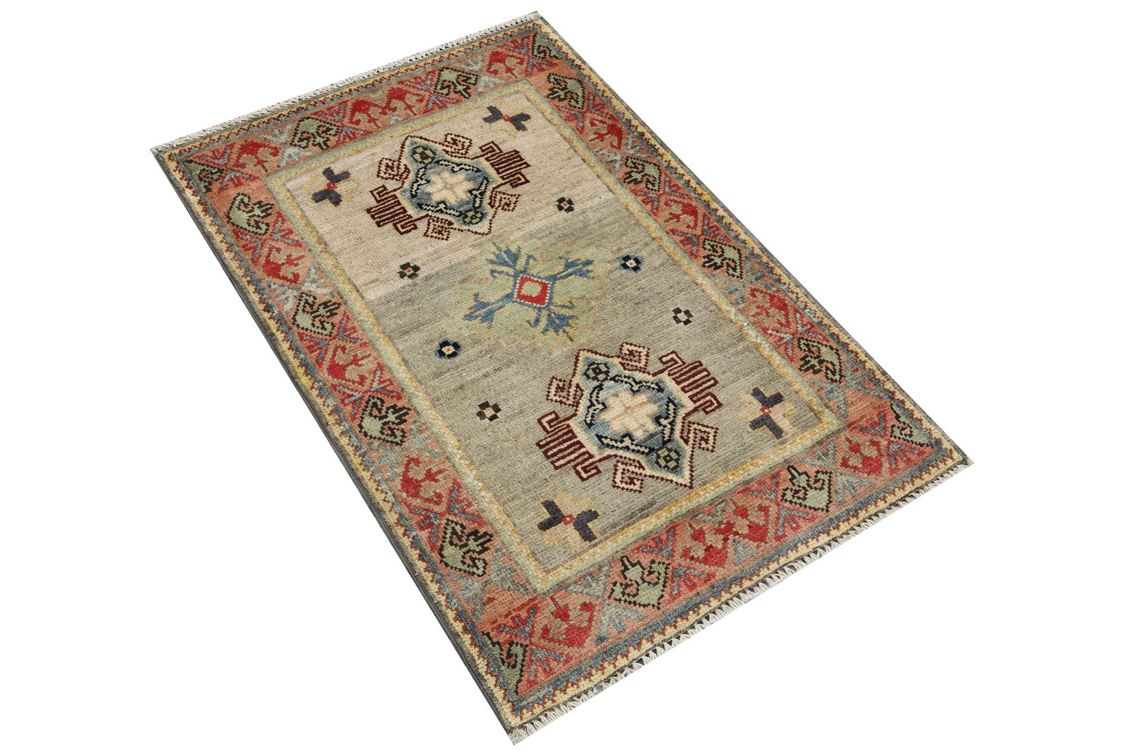 Vintage Kazak geometrisch tribaal vloerkleed photo furniture