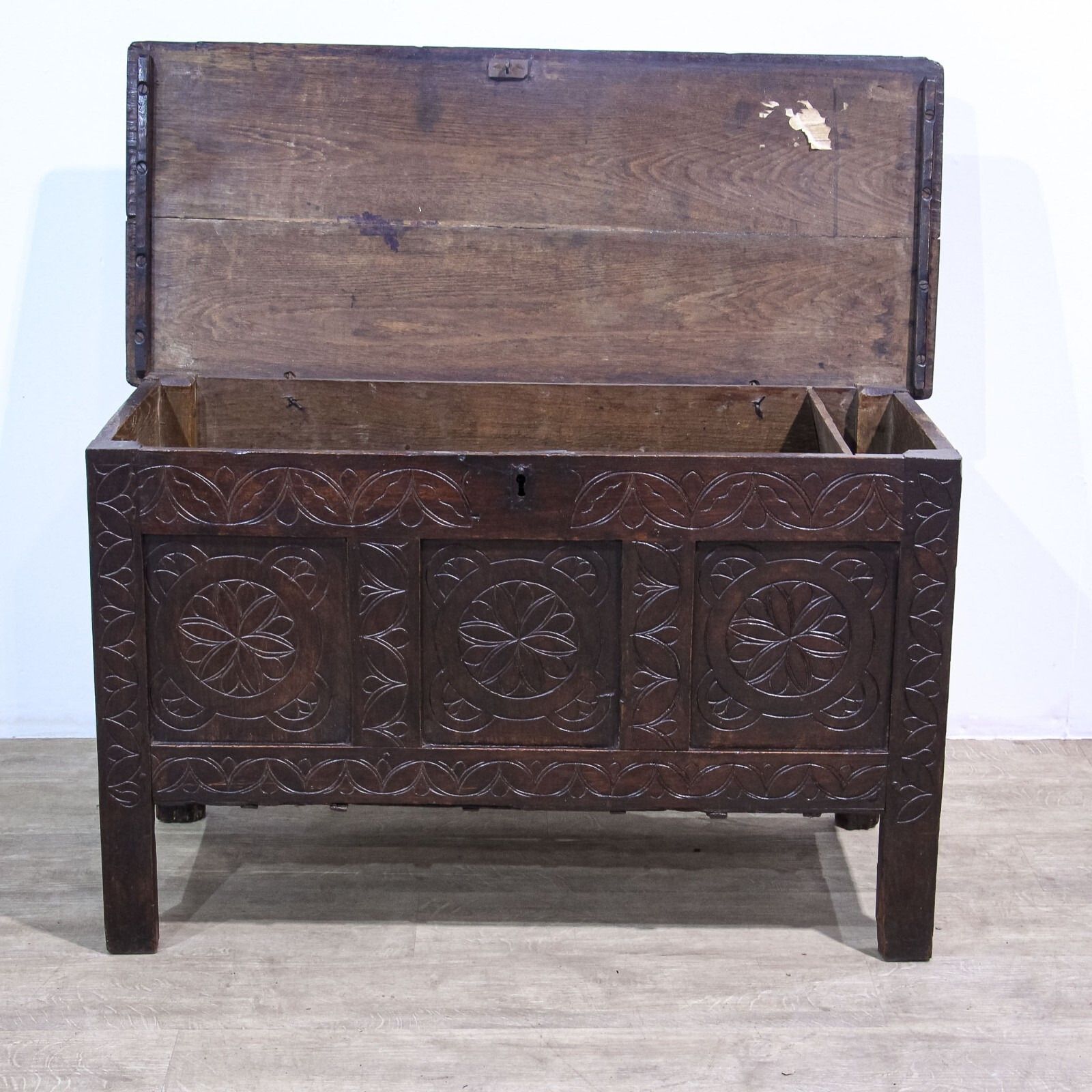 17th Century Carved Oak Coffer photo Furniture