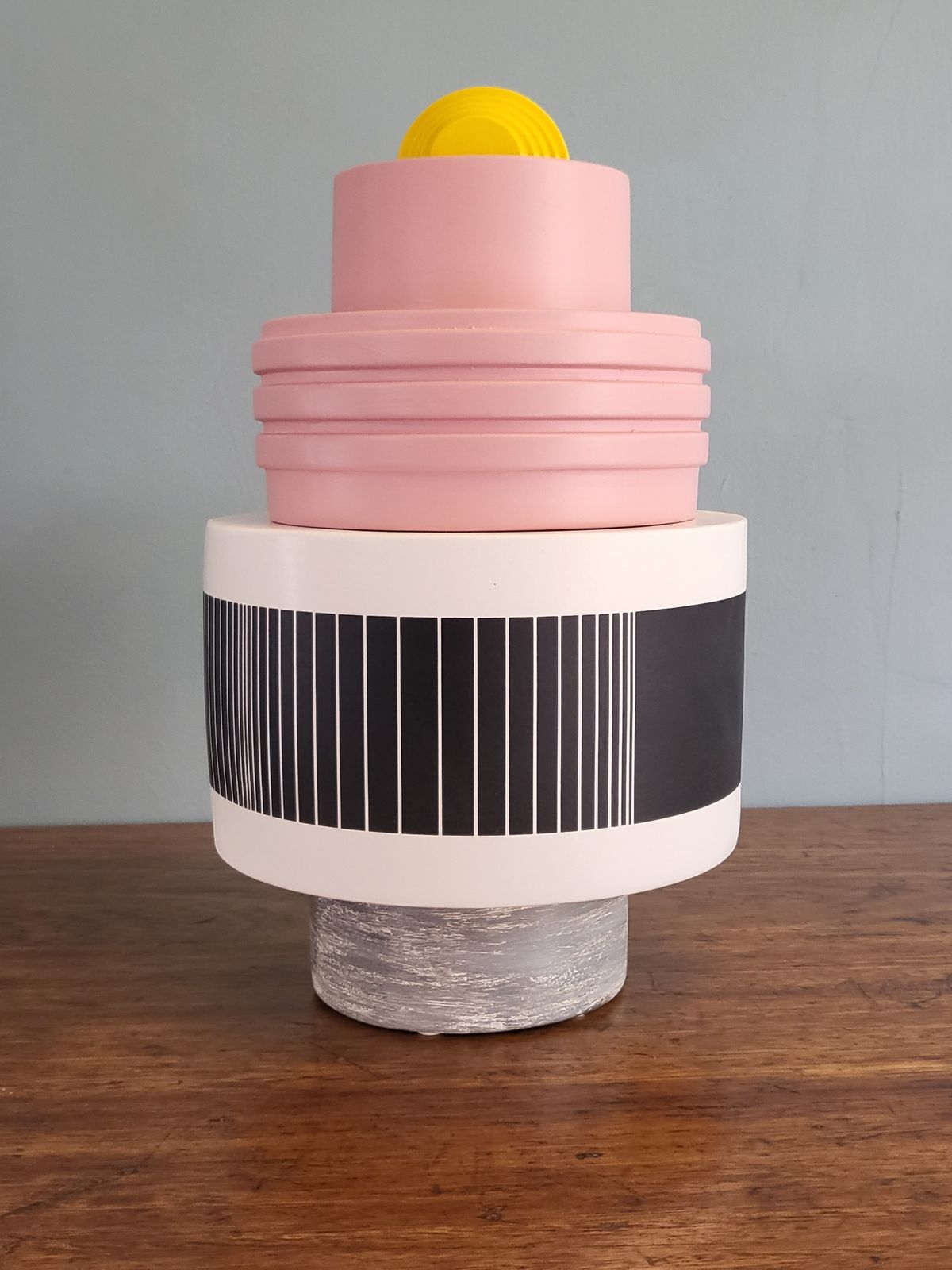 Memphis Milano Abstract Geometric 80's Style Gio Schiano Decorative Pink Sculpture. Ettore Sottsass Inspired. photo furniture