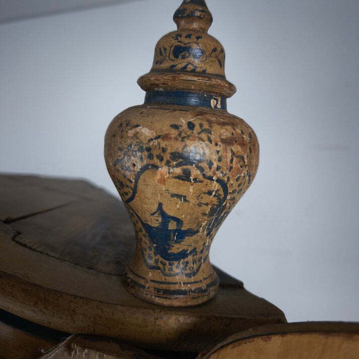 photo for sale 18th Century Dutch Witwerk Cabinet With Original Key And Faux Delft Decoration