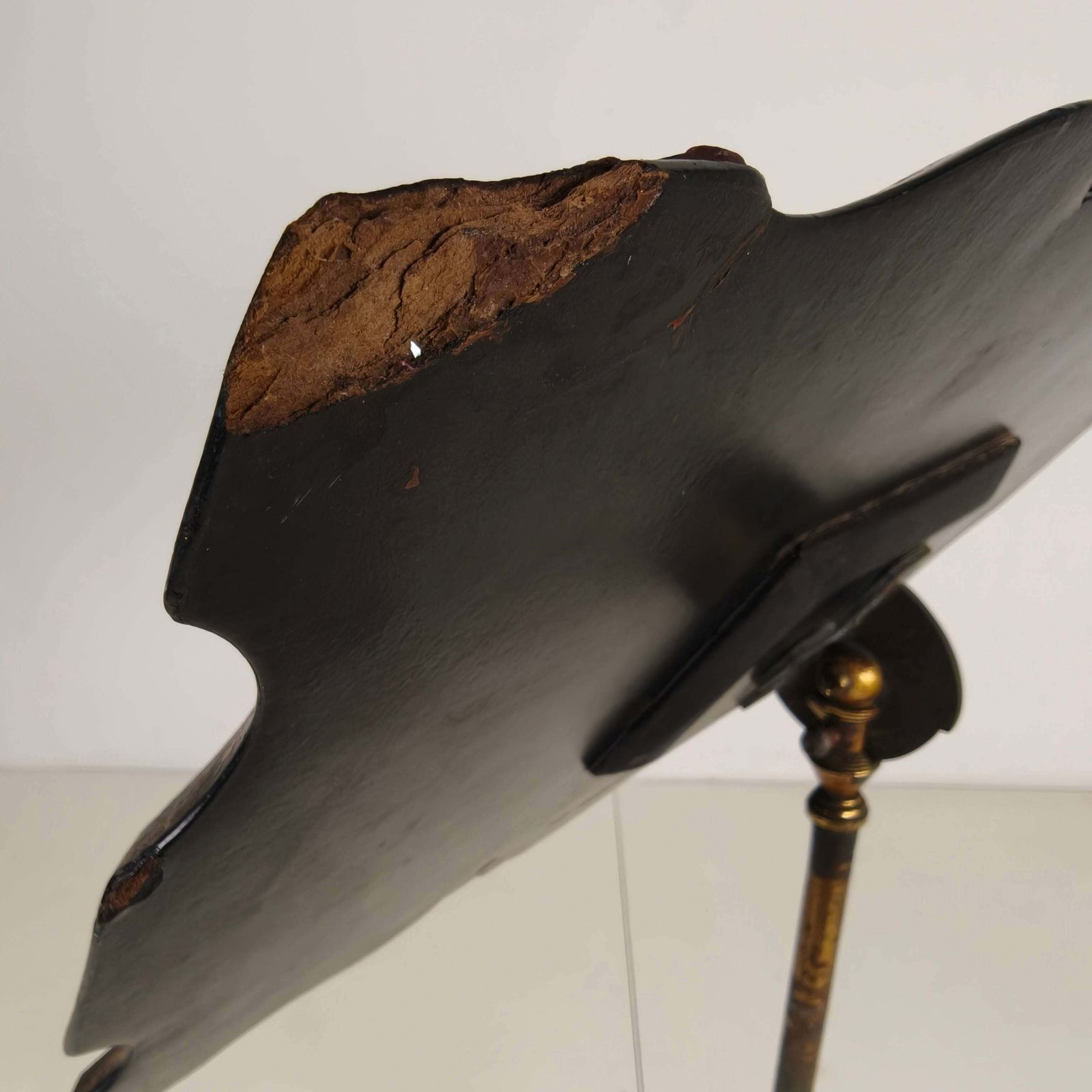 photo for sale Antique French Papier Mâché Lacquer Music Stand With Mother Of Pearl Inlay C.1880