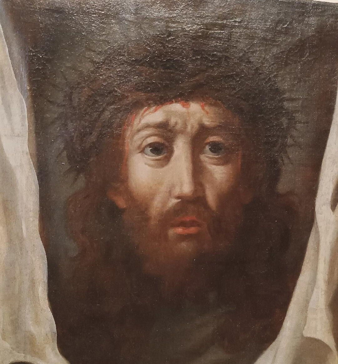 Antique Painting   Oil On Canvas   Christ With The Veil Of Veronica   18th Century photo buy