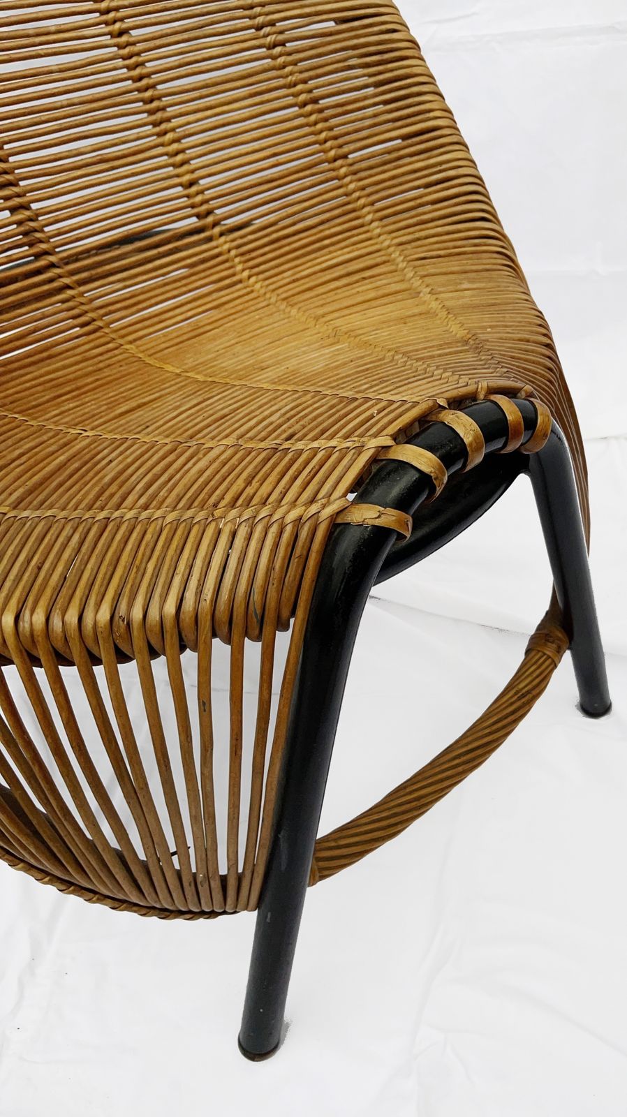 A Rare 1950s Sculptural Lounge Chair By Wladyslaw Wolkowski In Wicker On Tubular Steel Frame With Wooden Feet photo buy